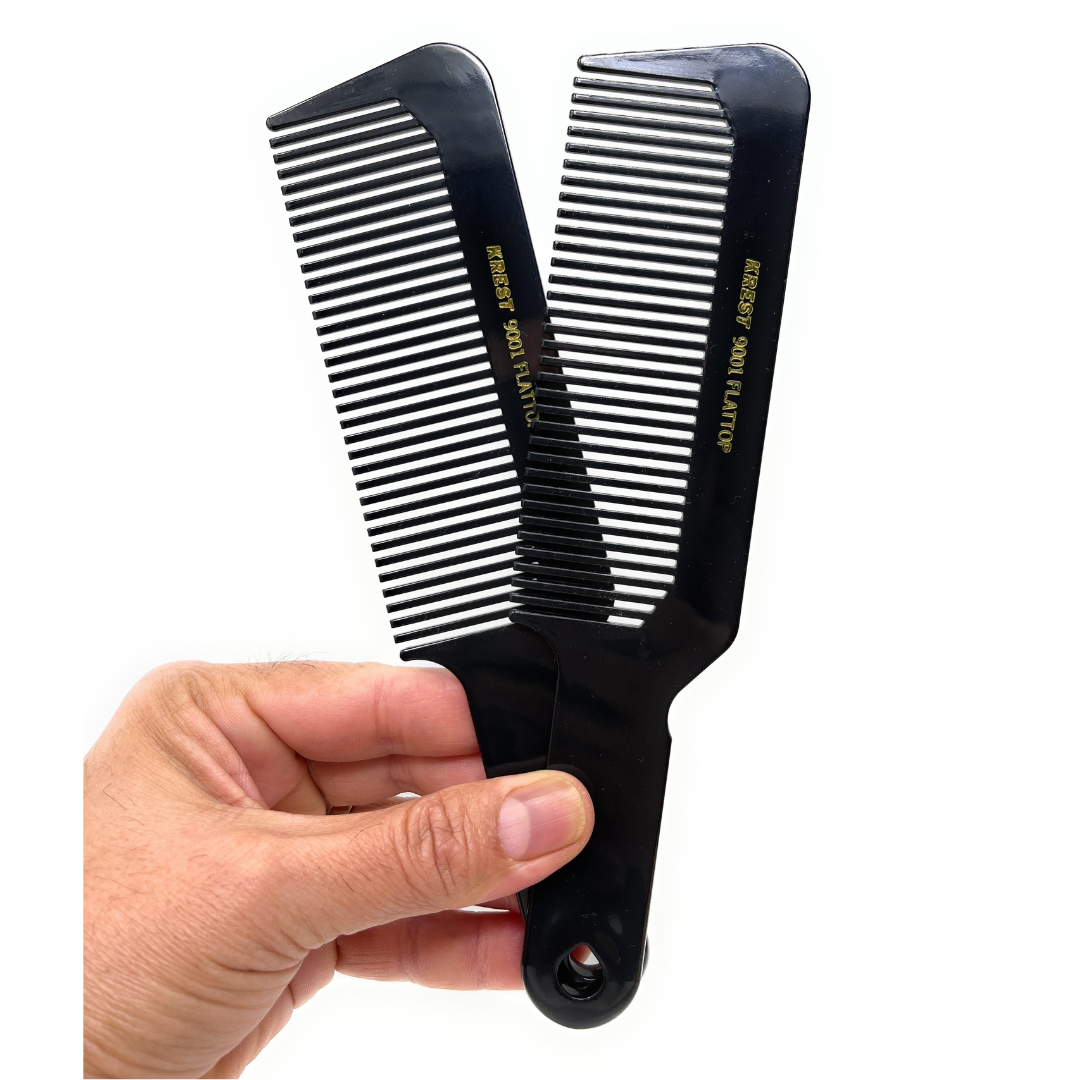 Krest #9001 Professional Flat Top Hair Clipper Comb - 8.5 Inch Styling Tool (2-Pack) - Perfect for Barbers, Stylists & Home Haircuts