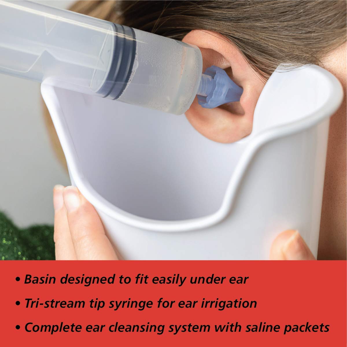 Ear Wax Removal Kit with 10 Saline Packs, Ear Cleaner Syringe with Tri-Stream Tip & Basin - Safe Earwax Removal Tool for Adults & Kids - Perfect for Home Ear Hygiene & Wax Buildup Relief