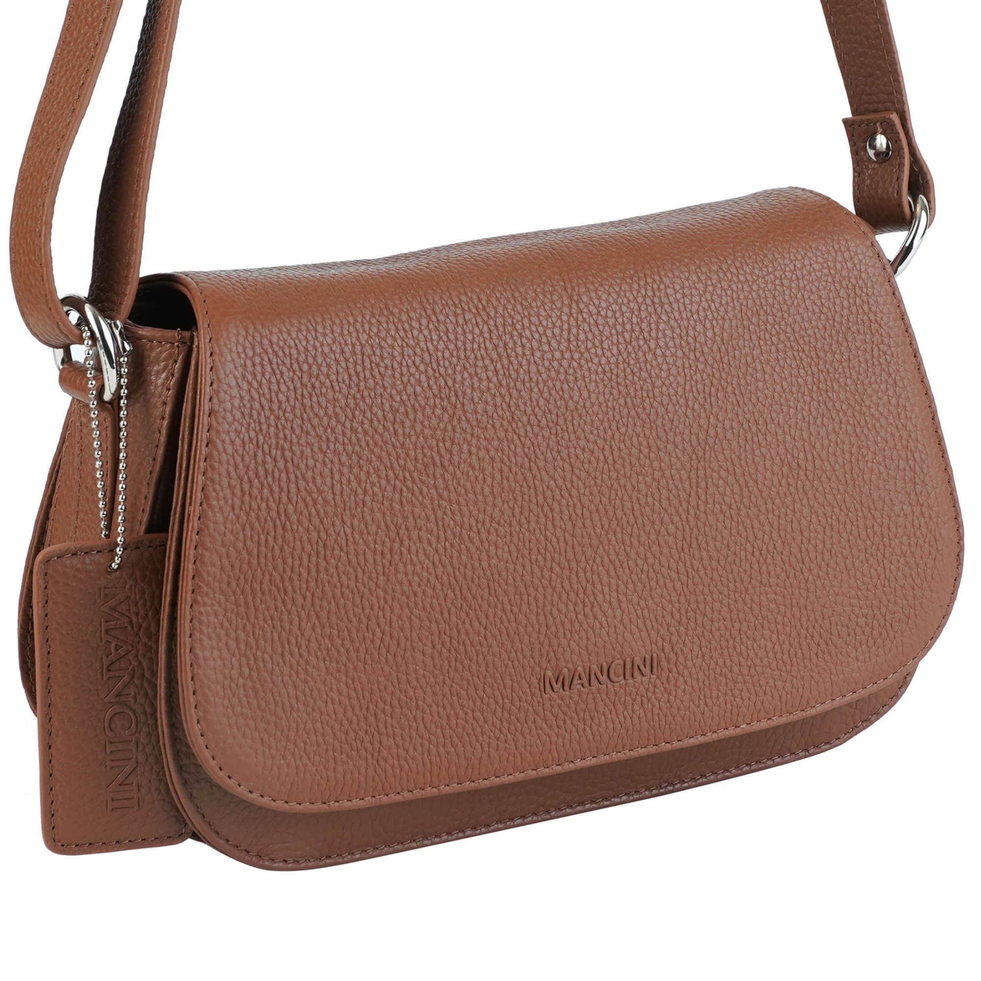 Mancini Pebbled Leather Isabella Crossbody Handbag for Women - Stylish Shoulder Bag Purse for Daily Use, Work, Travel and Shopping