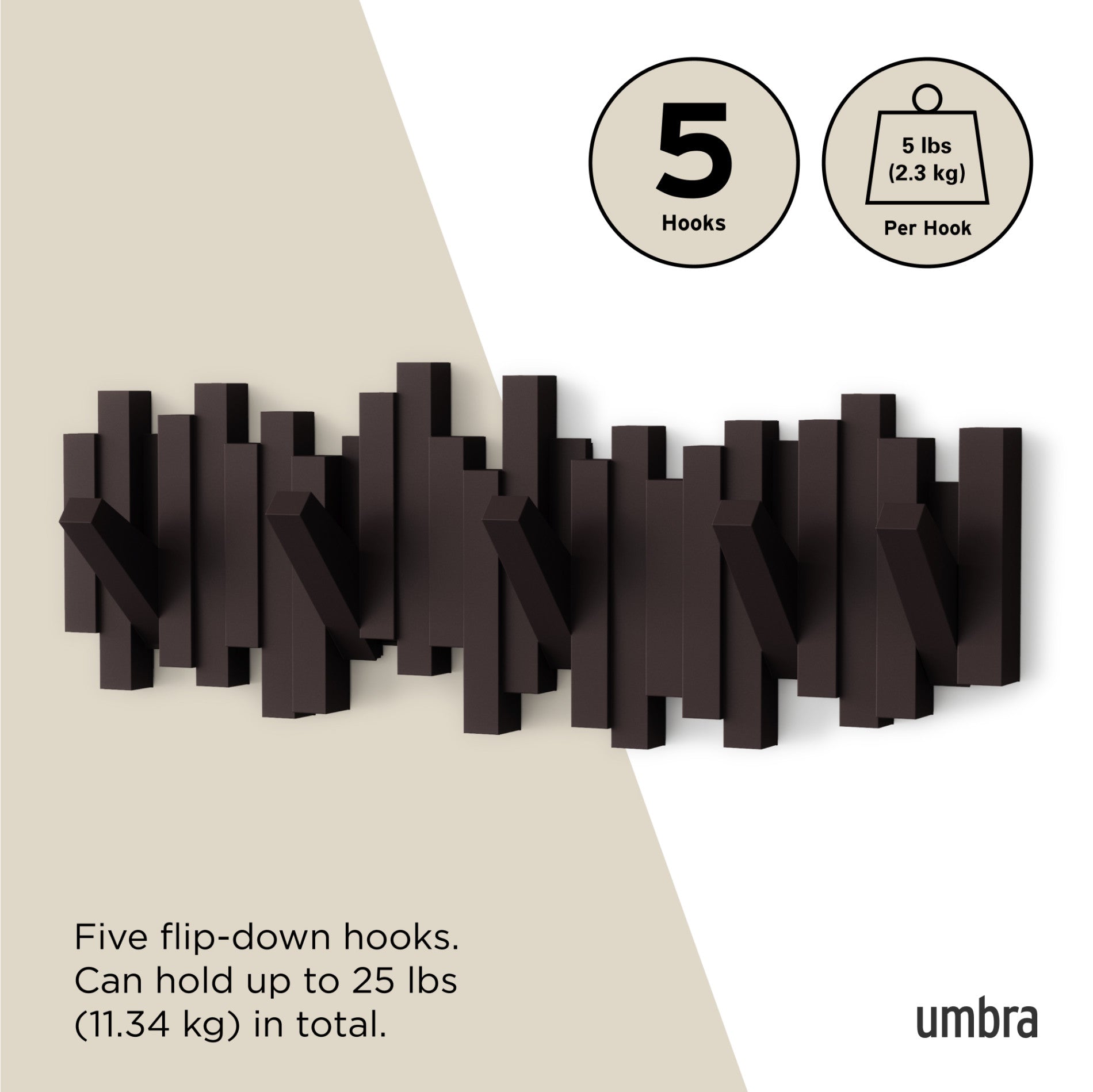 5-Pack Adhesive Wall Hooks - Heavy Duty Sticky Hooks for Hanging Coats, Hats, Keys & Decor - Perfect for Home, Office, Dorm & Bathroom Organization
