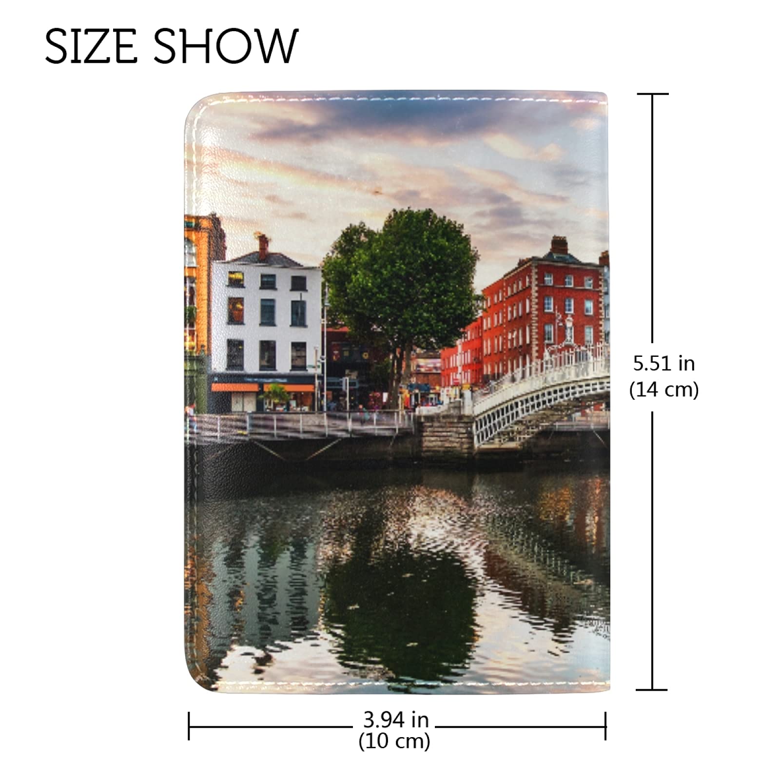 Genuine Leather Passport Cover - Dublin Ha Penny Bridge Design for Travel
