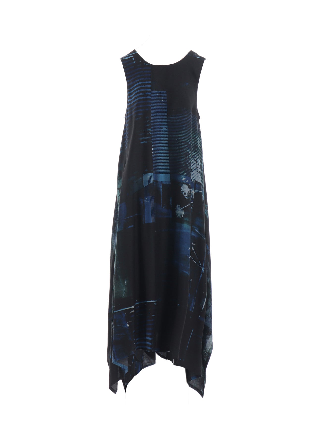Cupro Blurry Flower Print Belted Tent Dress - Elegant Boho Chic Summer Maxi Dress for Beach, Vacation & Casual Outings