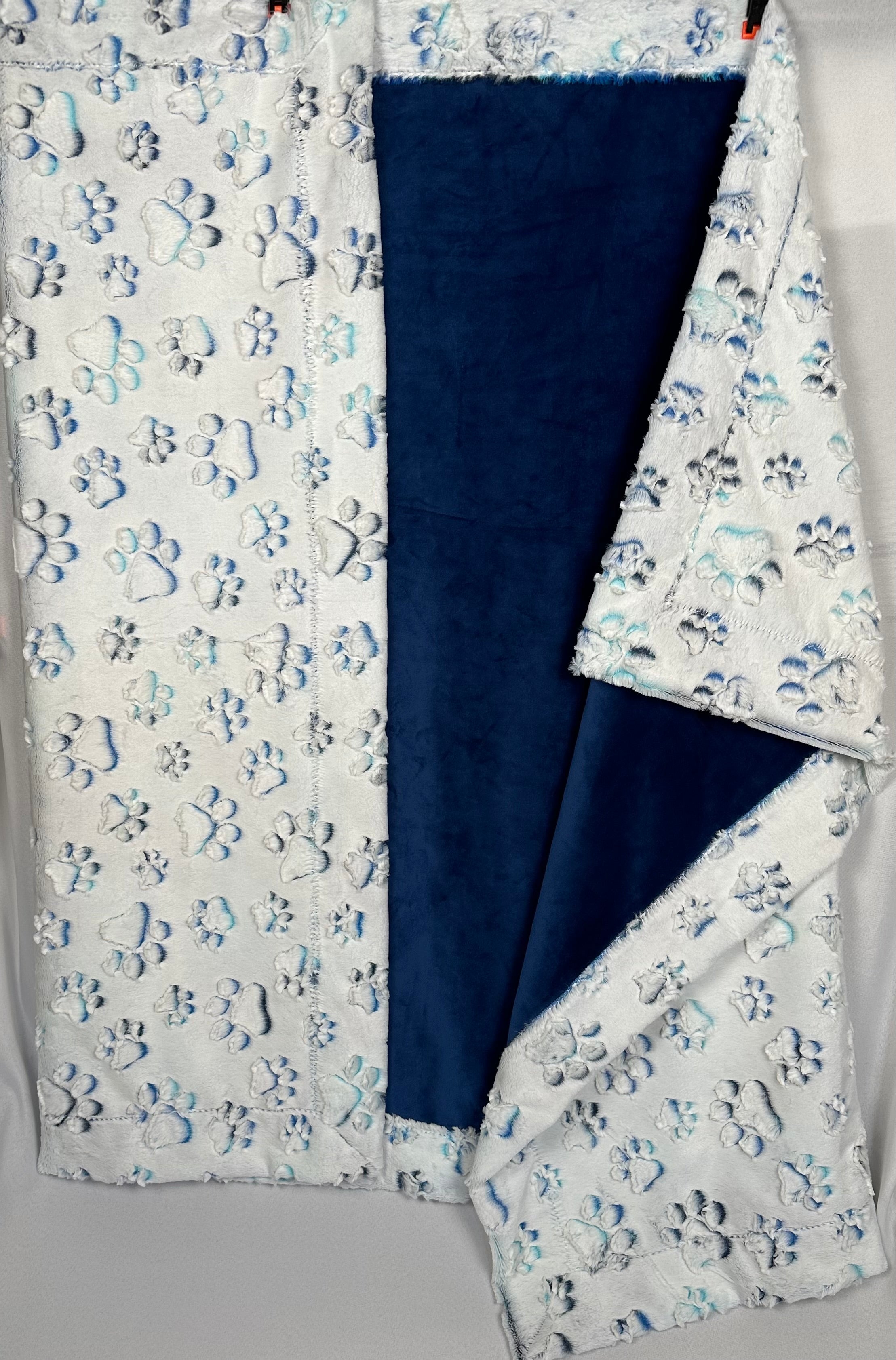 Nautical Blue Prism Paws and Solid Cuddle Large Blanket 53x76 - Soft Cozy Throw for Bed, Sofa, and Outdoor Picnics