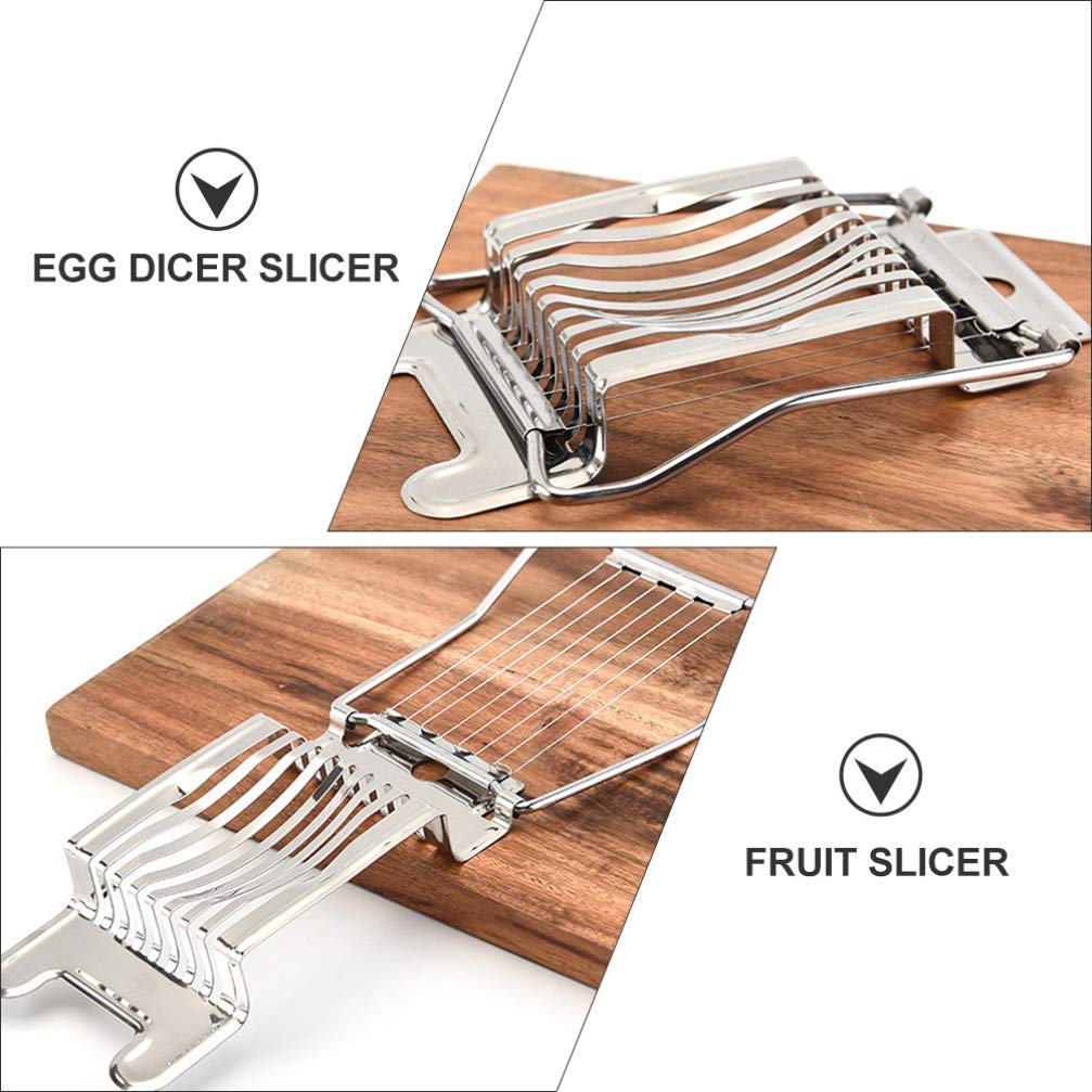 2-Pack Stainless Steel Egg Slicer & Cheese Cutter - Kitchen Gadget for Perfectly Sliced Hard Boiled Eggs, Fruits & Soft Cheeses - Ideal for Salads, Sandwiches & Charcuterie Boards