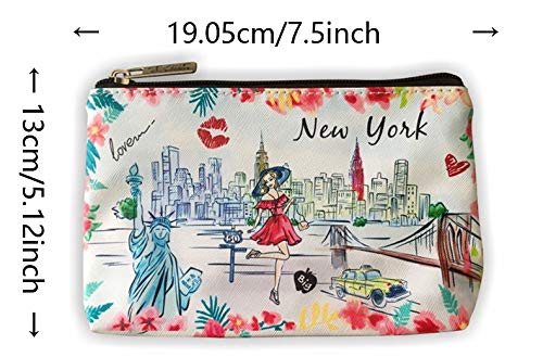 Cute New York Souvenir Zipper Pouch for Girls & Women - Travel Cosmetic Bag, Makeup Purse (JP-330104B) - Perfect for Travel, School & Daily Essentials Storage