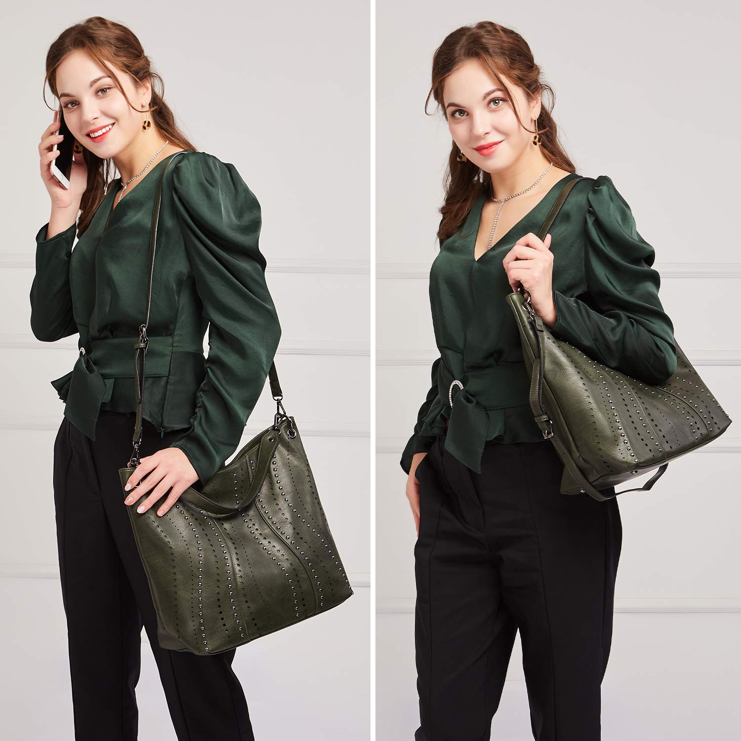 VONMAY Vegan Leather Handbags for Women - Large Hobo Tote Purse with Studs, Bucket Shoulder Bag - Perfect for Work, Travel & Everyday Use