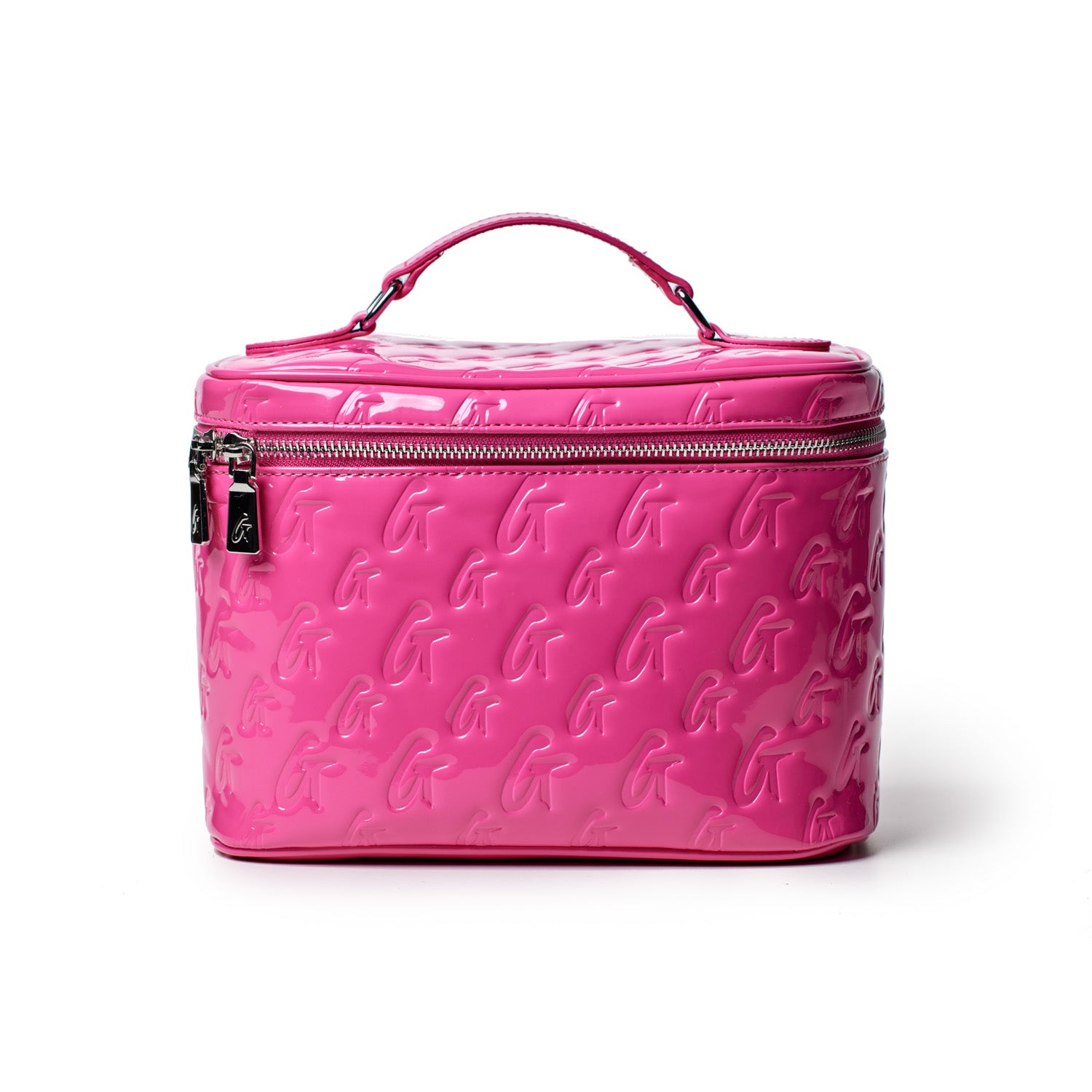 Large Monogrammed Toiletry Bag with Mirror - Hot Pink | Travel Cosmetic Organizer for Women & Men | Perfect for Vacation, Gym, and Makeup Storage