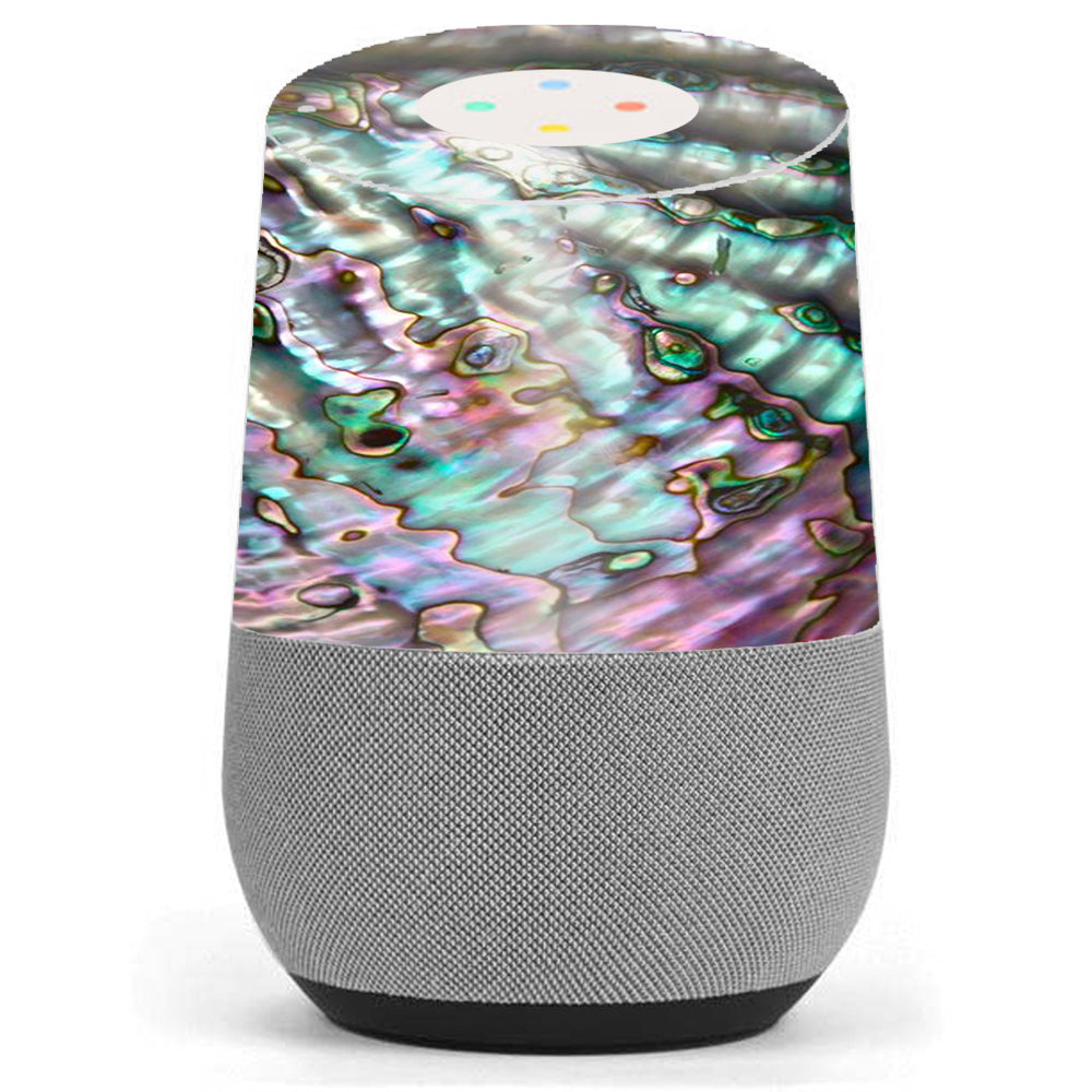 Pink Green Purple Abalone Sea Shell Skin Cover for Google Home - Stylish Protection for Your Smart Speaker at Home or Office