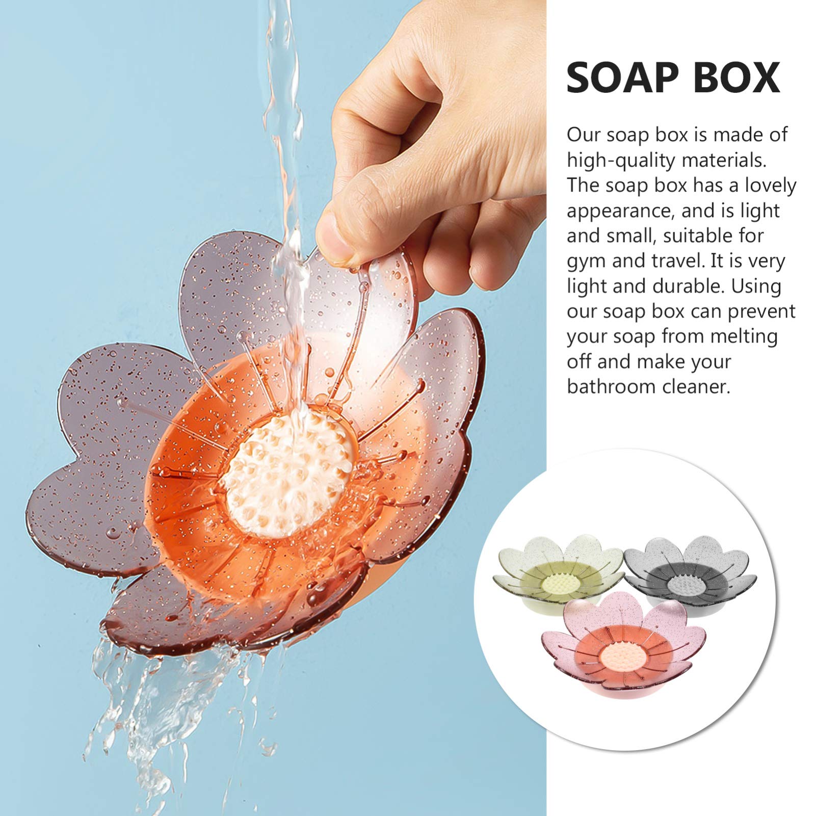 3-Piece Cartoon PVC Soap Holder Set with Drain Holes - Waterproof Bathroom Soap Tray for Shower, Bathtub, Sink Countertop - Includes Travel Cover for Storage & Organization (Skin-Friendly Design)