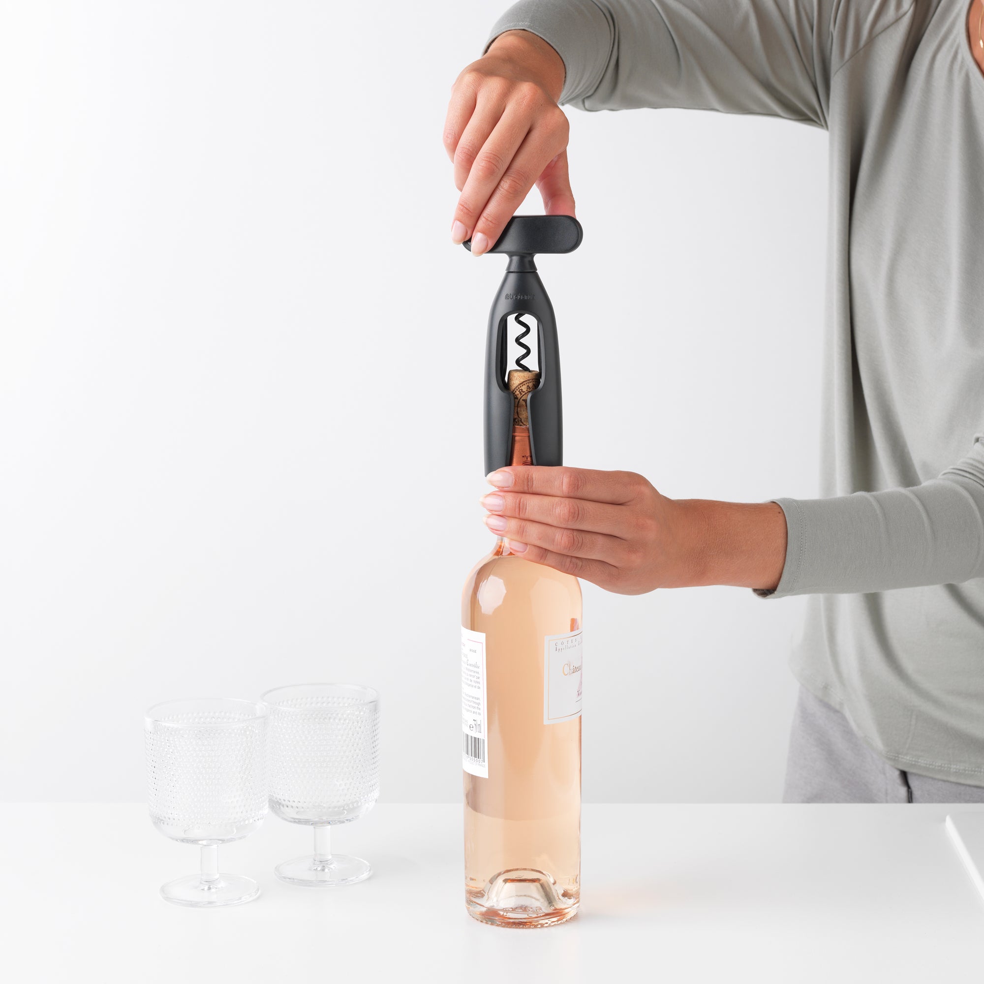 Premium Grey Corkscrew - Ergonomic Wine Bottle Opener for Home, Restaurants & Gifts - Perfect for Wine Lovers & Entertaining