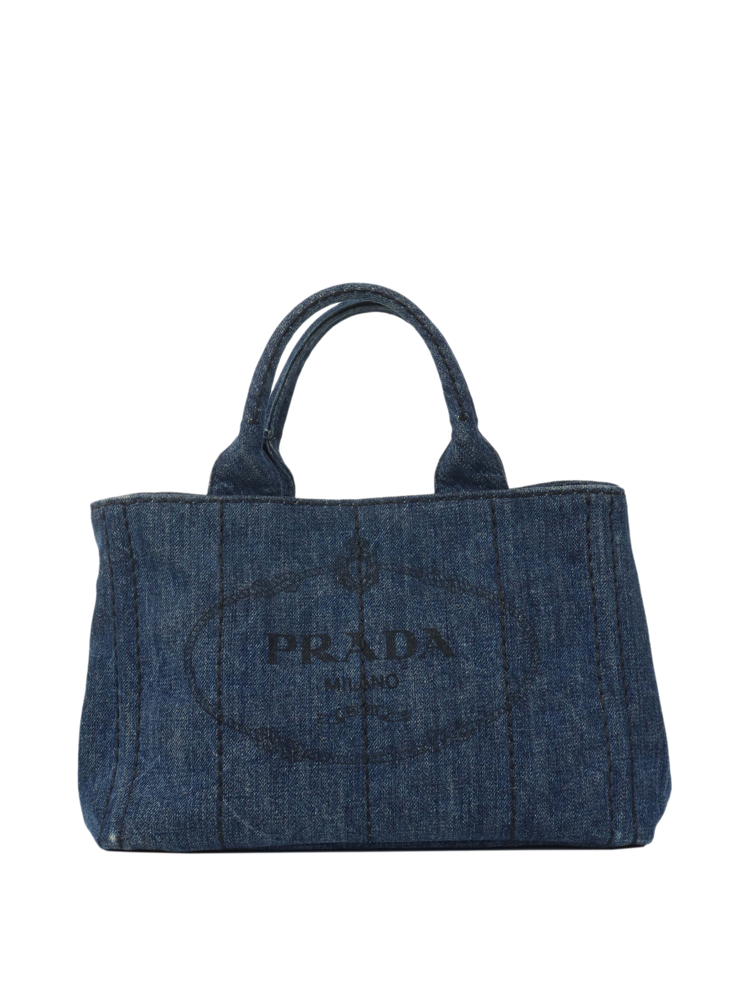 Prada Small Canapa Denim Tote Bag - Stylish Designer Handbag for Women | Perfect for Work, Travel & Everyday Use