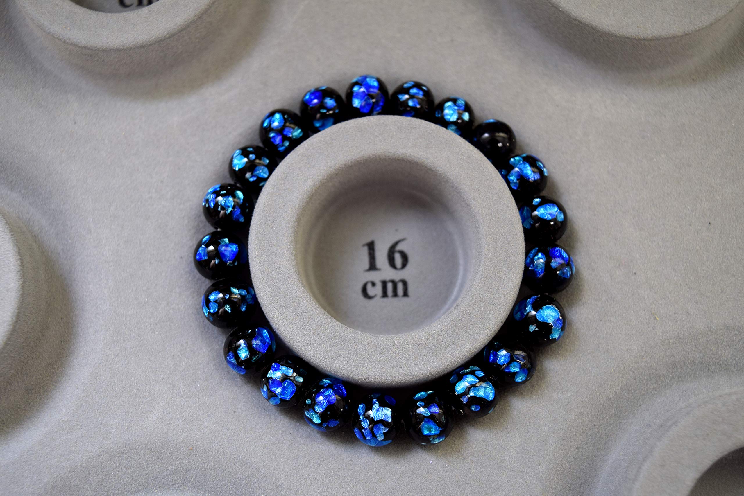 Black Onyx & Pink Blue Ryukyu Fluorite Glass Stretch Bracelet - Japanese Juzu Buddhist Prayer Beads - Spiritual Healing Jewelry Gift for Women - Perfect for Meditation, Yoga & Daily Wear
