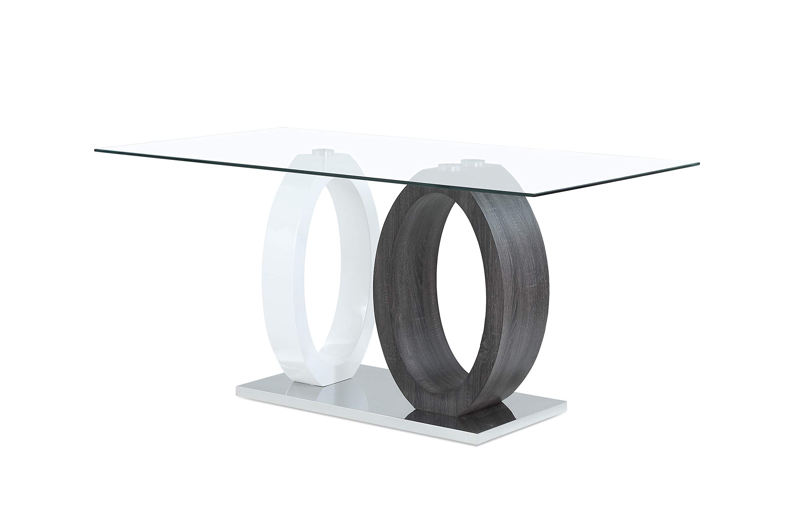 Modern White & Grey Dual Oval Base Dining Table - Elegant & Durable for Home, Restaurant, or Office - Perfect for Family Gatherings & Entertaining Guests