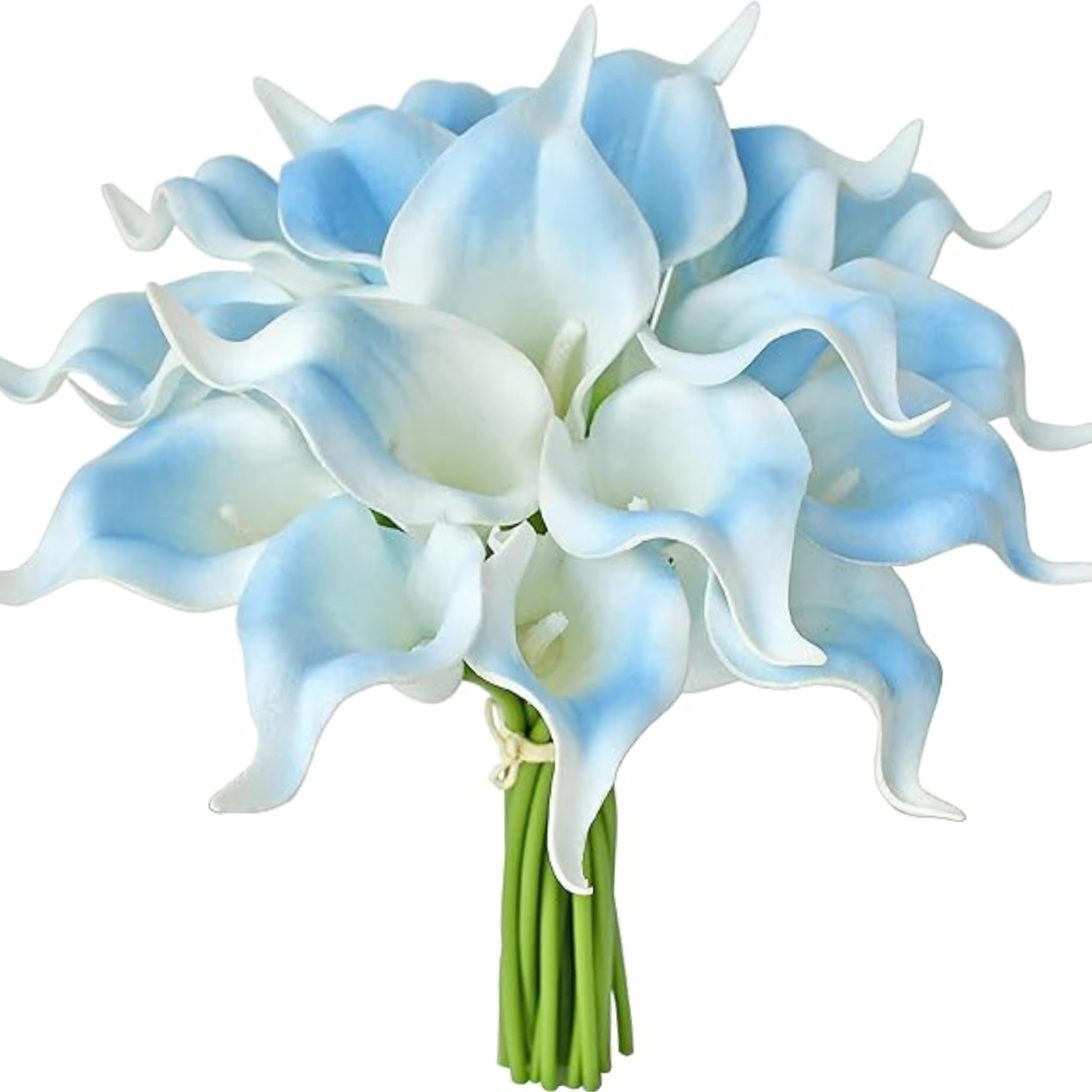 20pcs Light Blue Artificial Calla Lily Silk Flowers - 13.5