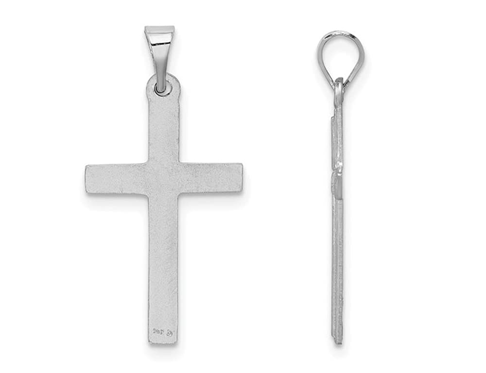14K White Gold Cross Pendant Necklace with Chain - Elegant Religious Jewelry for Women, Perfect for Baptism, Confirmation & Everyday Wear