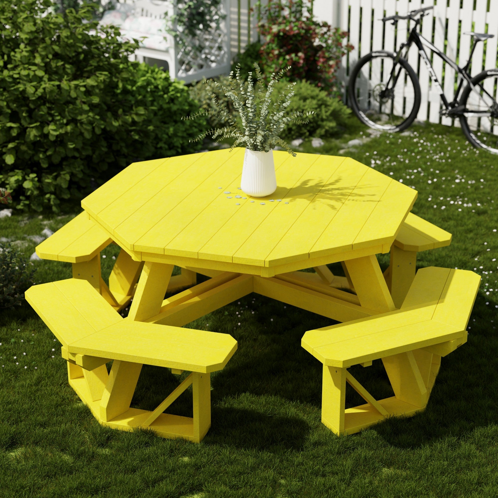 Heritage Octagon Picnic Table - 8-Person Outdoor Dining Set for Backyard, Patio, Garden, Park & Camping - Durable All-Weather Wooden Picnic Bench