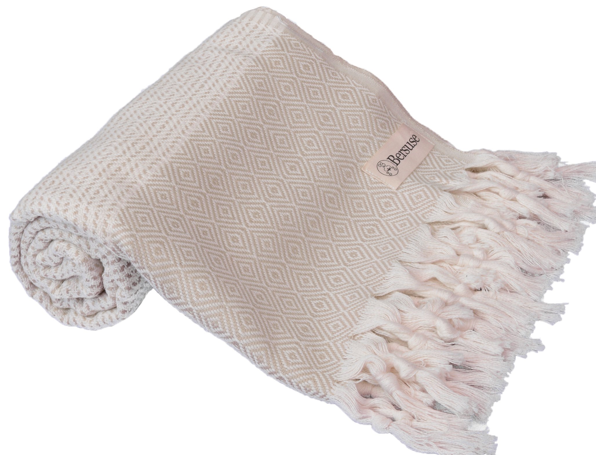 Bersuse 100% Cotton Turkish Towel Set of 6 - Ultra Absorbent Bath Towel, Beach Towel & Pool Towel (37x70 Inches, Beige) | Perfect for Vacation, Swimming, Spa Day & Summer Travel Essentials