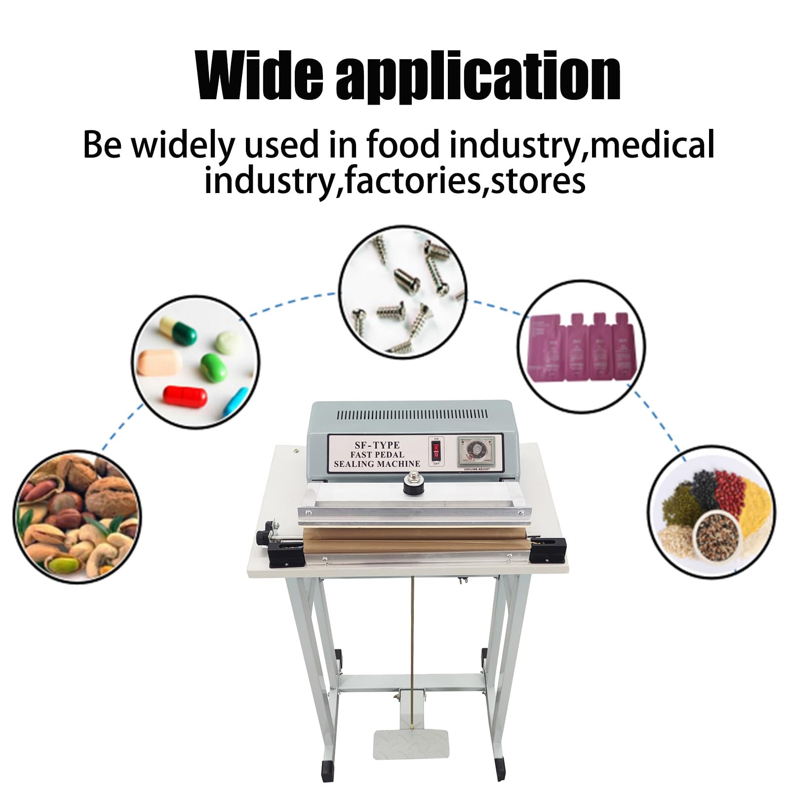 110V Foot Pedal Sealing Machine with Cutter - 3mm/0.6mm Adjustable Sealing Width for Plastic Bags | Fast & Efficient Packaging Solution for Food, Retail & Industrial Use