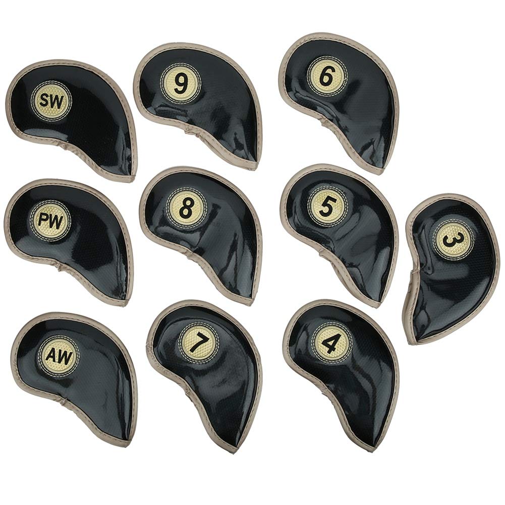 10Pcs PU Golf Iron Headcover Set with Numbered Signs - Right Hand Club Protector for Men & Women | Durable & Lightweight Golf Accessories for Driving Range & Course Play