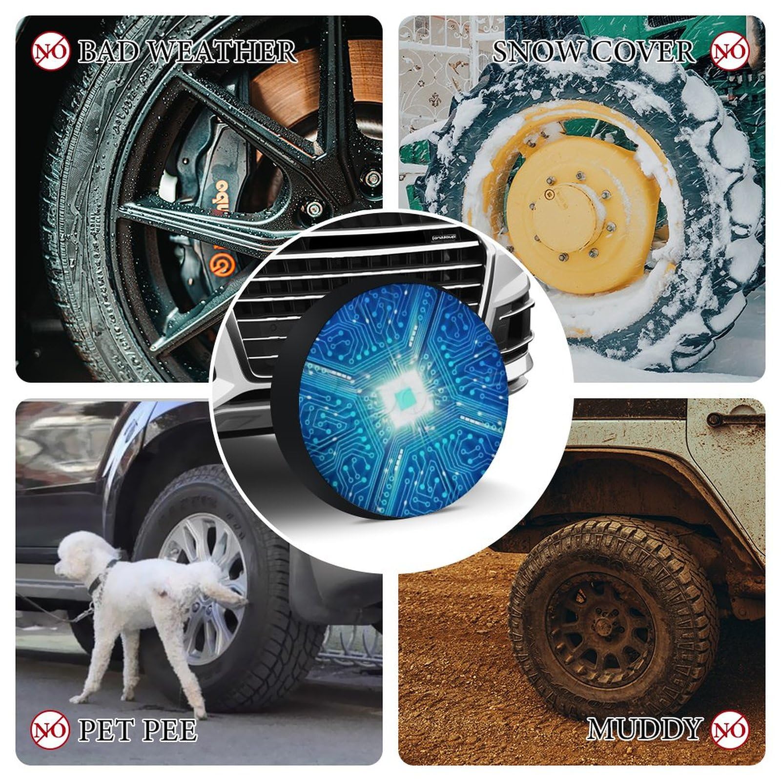 **Custom Spare Tire Cover - Personalized Waterproof Universal Wheel Protector with Picture & Text - Fits 14