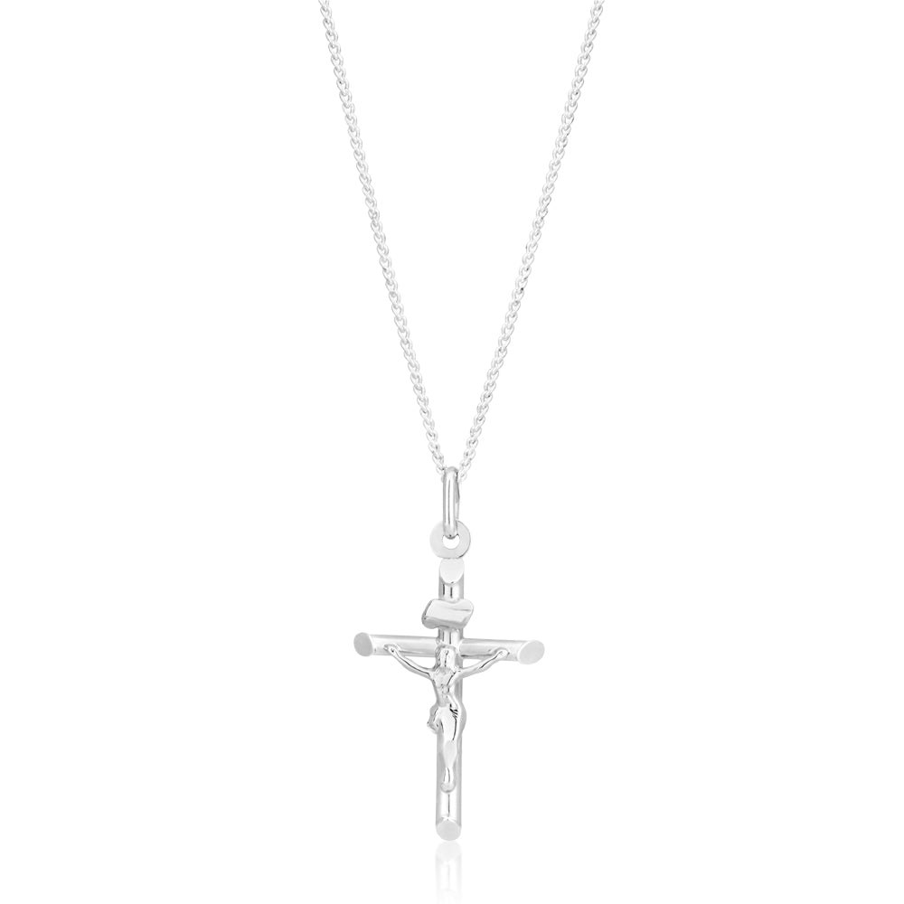 9ct White Gold 30mm Cross Pendant Necklace for Women - Elegant Religious Jewelry Gift for Baptism, Confirmation & Everyday Wear