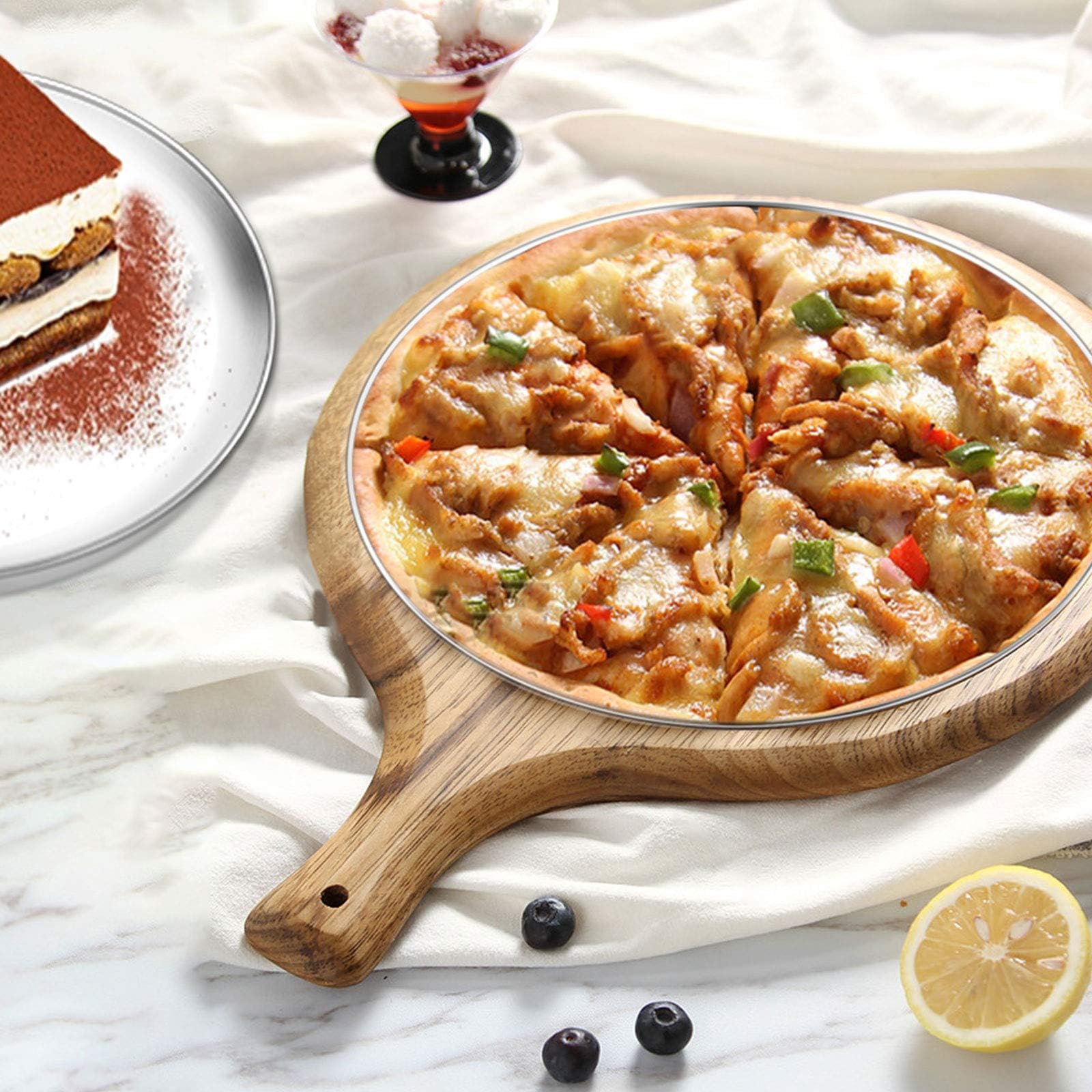 13½ Inch Stainless Steel Pizza Pan Set of 3 - Heavy Duty Baking Trays for Oven, Perfect for Homemade Pizza, Bread & Desserts - Dishwasher Safe & Easy Clean - Ideal for Restaurants, Home Kitchens & Outdoor Cooking