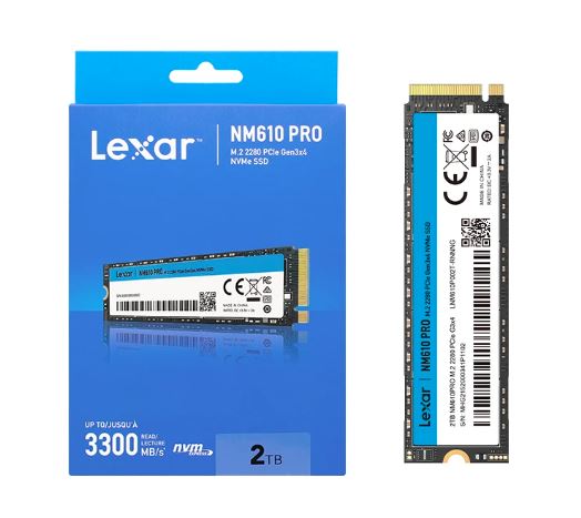 Lexar NM610 PRO 1TB M.2 PCIe NVMe SSD - Gen3 x4 Internal Solid State Drive with 2100MB/s Read Speed - Perfect for Gaming, Video Editing & PC Upgrades