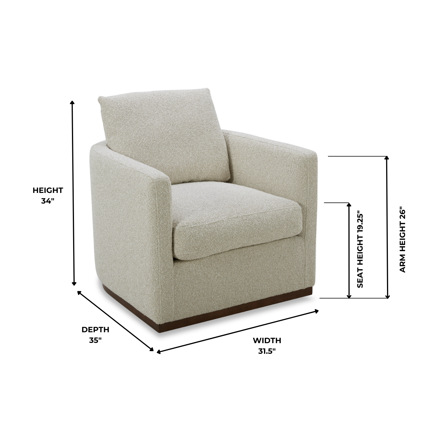 Bellwood Swivel Lounge Chair - 360° Rotating Modern Accent Chair with Tasmin Linen Upholstery for Living Room, Bedroom & Office Comfort