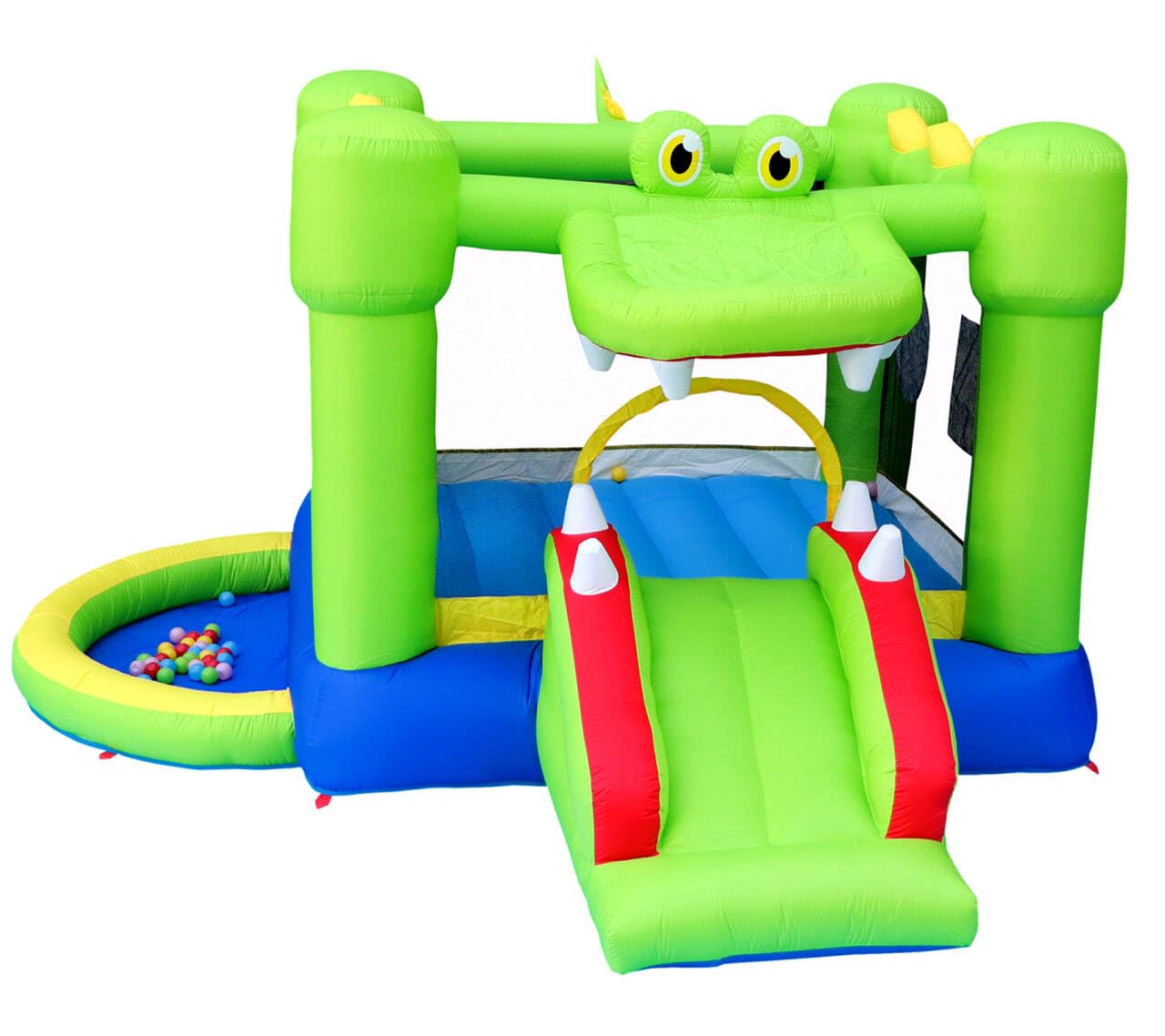 Inflatable Bounce House with Slide - Kids Jumping Castle with Blower & Ball Pit - Outdoor Water Slide & Dart Target Game for Birthday Parties, Backyard Fun, Summer Activities