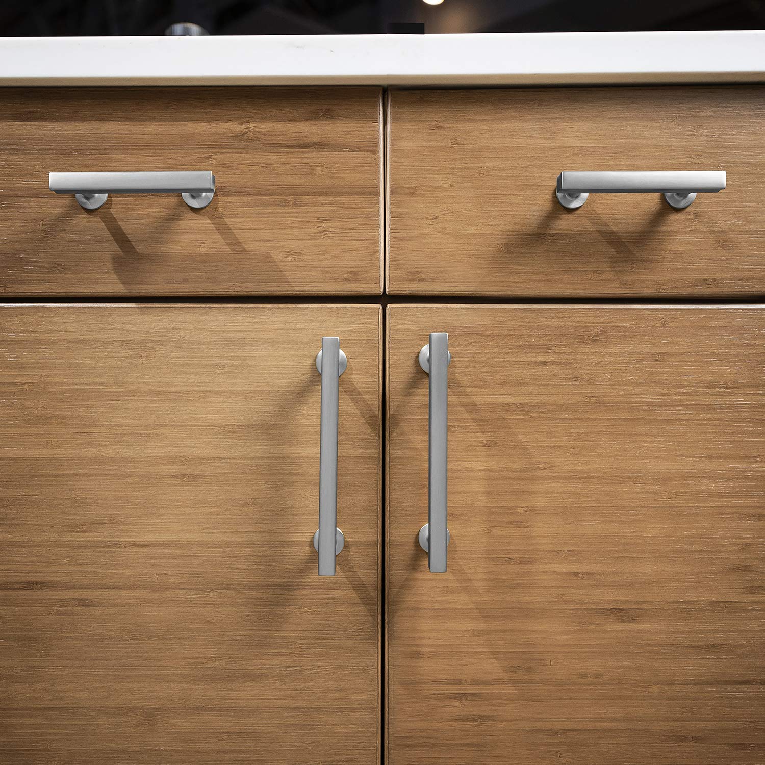 Hickory Hardware 10-Pack Solid Core Kitchen Cabinet Pulls - Premium Satin Nickel Drawer Handles for Cabinets, Dressers & Doors (3