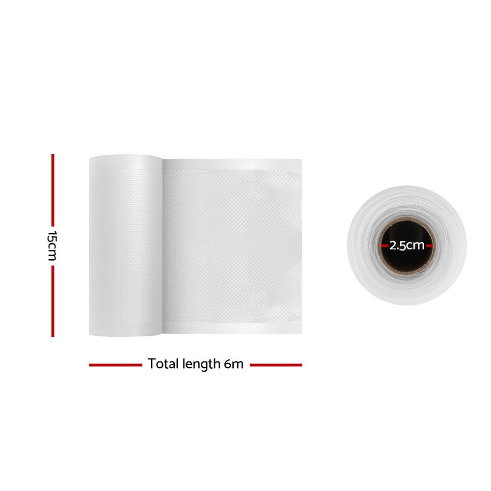 10 Rolls Food Vacuum Sealer Bags 15cm x 6m - Airtight Storage Bags for Sous Vide, Meal Prep & Freezer Organization - Heavy Duty Heat Sealing Bags for Long-Term Food Preservation