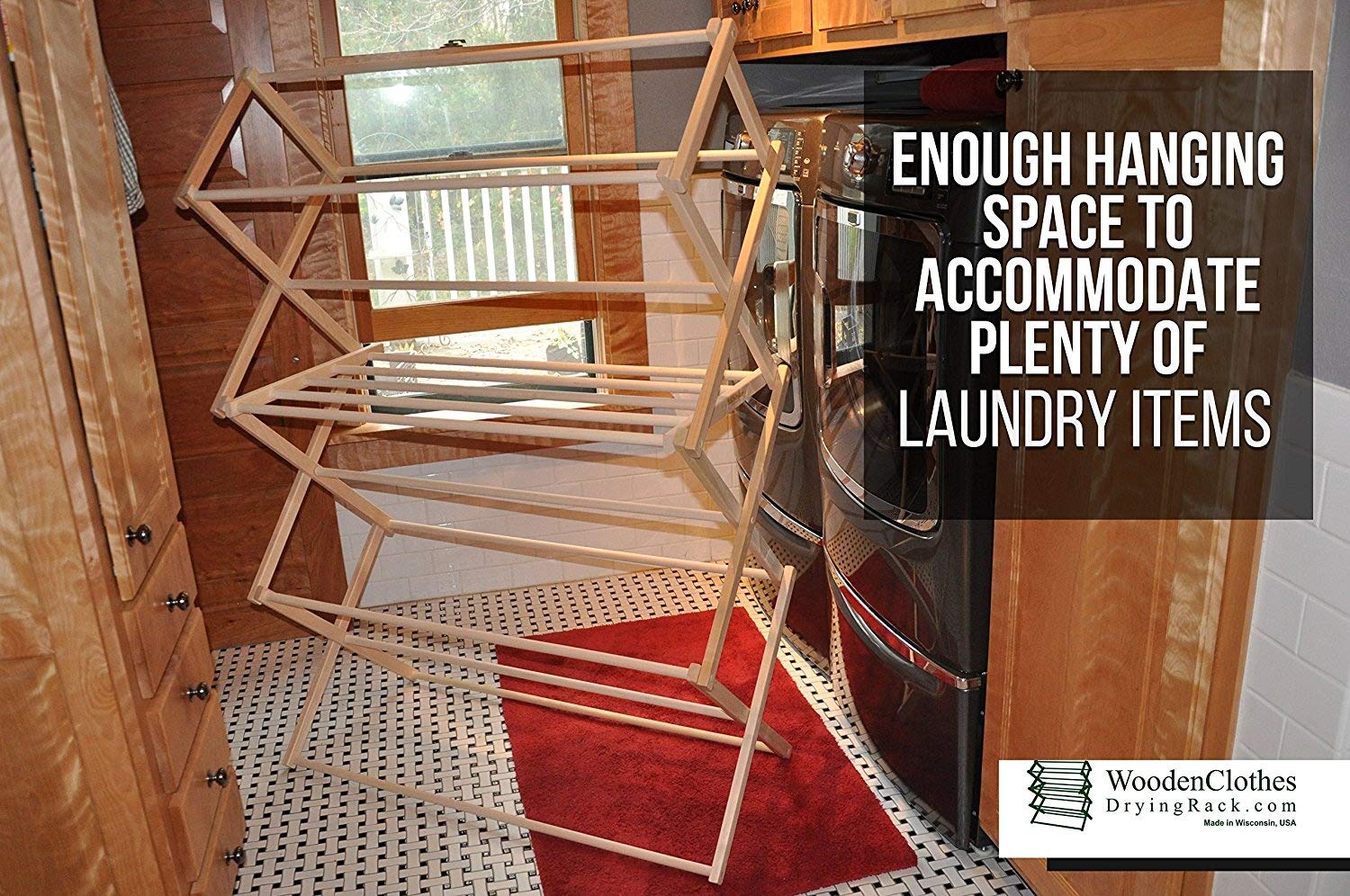 Portable Collapsible Clothing Rack - Free Standing Garment Dryer & Laundry Hanging Organizer by Benson Wood Products | Perfect for Apartments, Dorms, Travel & Small Spaces