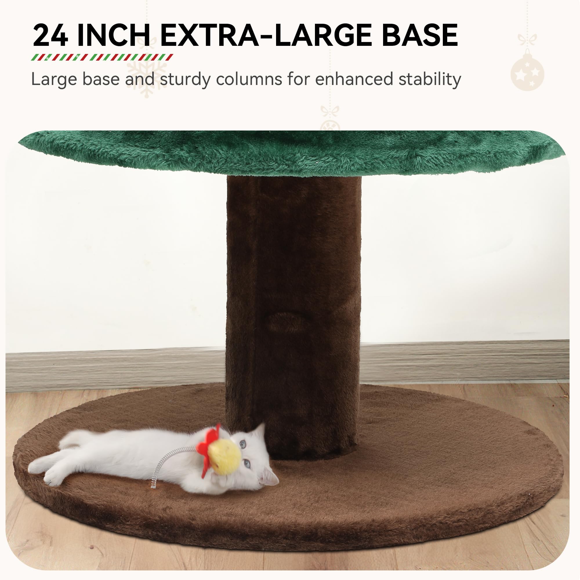 YITAHOME 52-inch Christmas Cat Tree with 2 Cozy Cat Houses - Indoor Cat Tower Furniture with Teaser Toy for Play & Holiday Decor - Perfect for Living Room, Bedroom & Christmas Gift for Cat Lovers