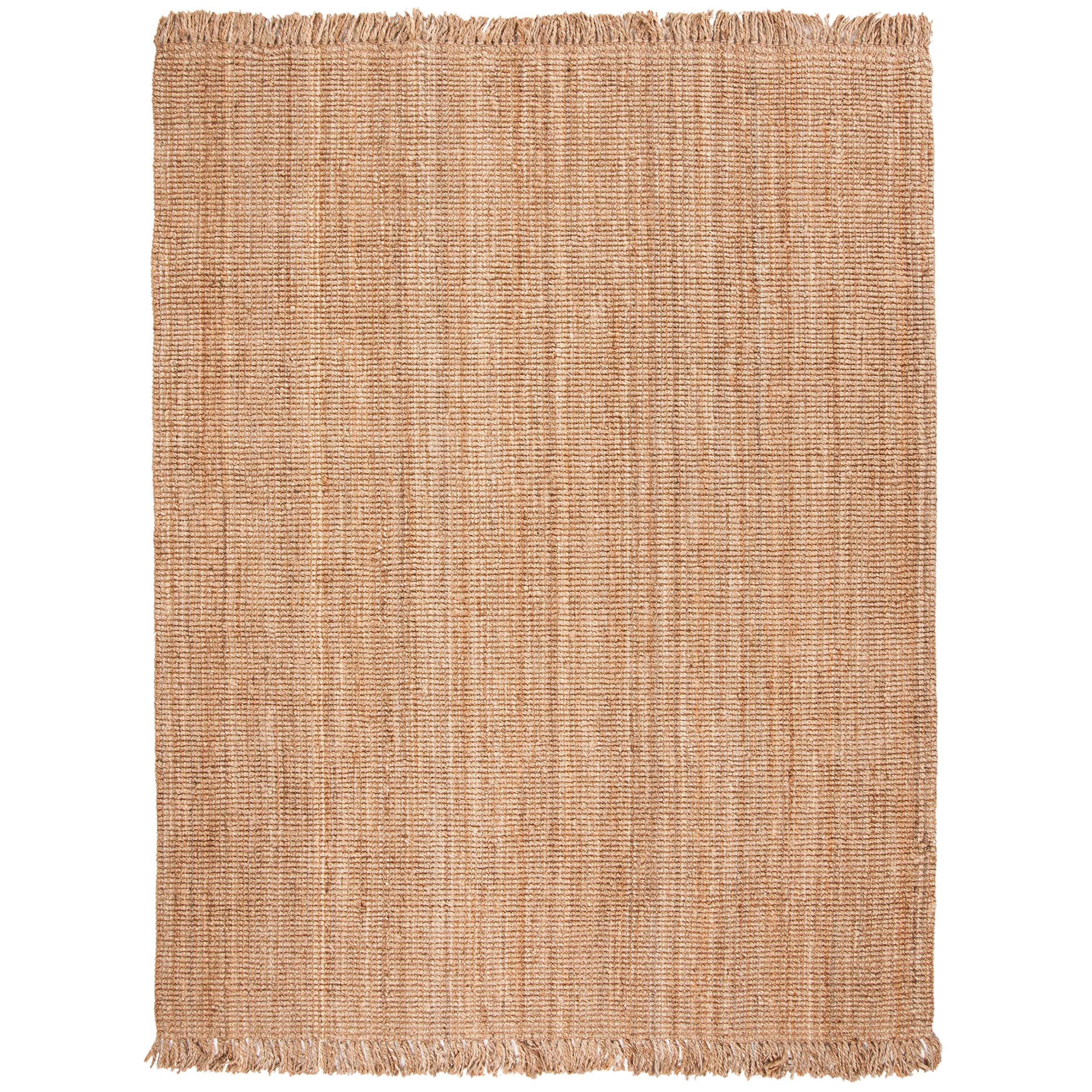 SAFAVIEH Handmade Natural Jute Area Rug 8' x 10' - Farmhouse Style with Fringe, Eco-Friendly Fiber for Living Room & Bedroom | Durable for High Traffic Areas | Perfect for Boho, Coastal & Rustic Home Decor (NF876B)