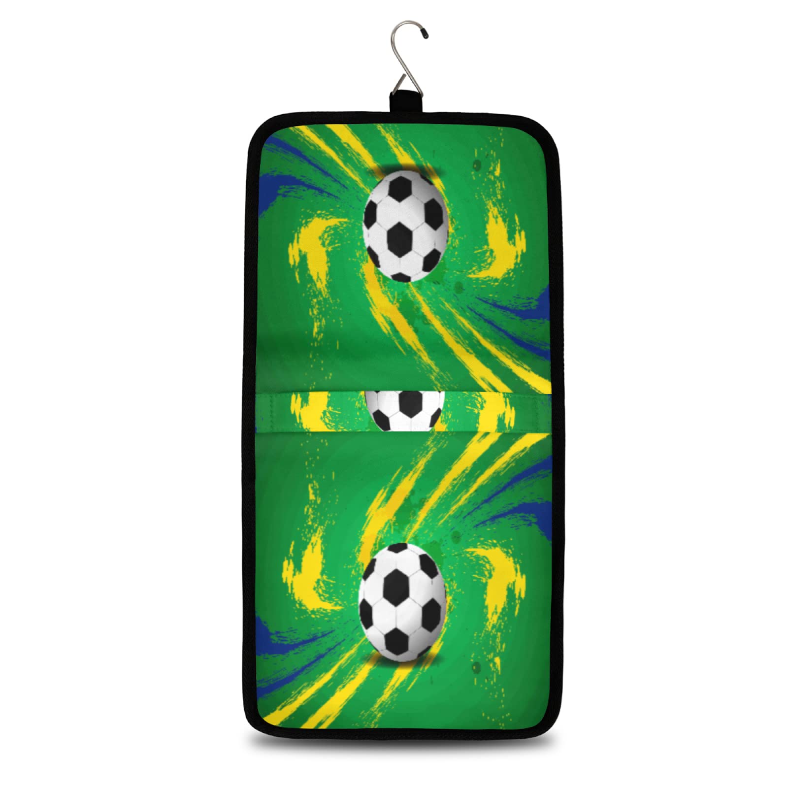 Waterproof Hanging Toiletry Bag for Travel & Sports - Soccer Themed Cosmetic Organizer with Sturdy Hook | Perfect for Football Games, Gym Showers & Camping Trips