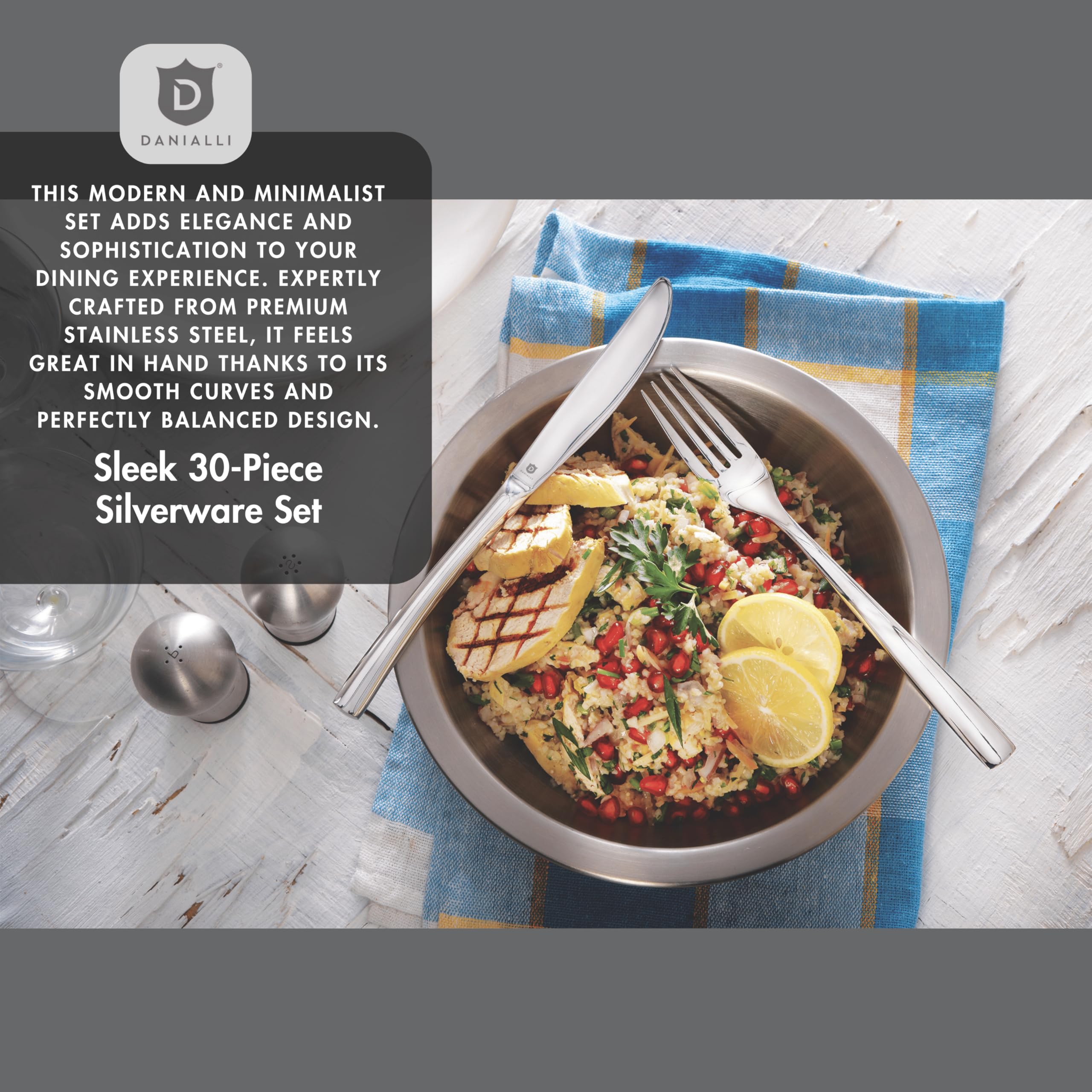 30-Piece Stainless Steel Flatware Set for 6 - 18/10 Mirror Polished Silverware with Knife, Fork & Spoon - Modern Cutlery Set for Dining, Dishwasher Safe - Perfect for Dinner Parties, Restaurants & Everyday Use