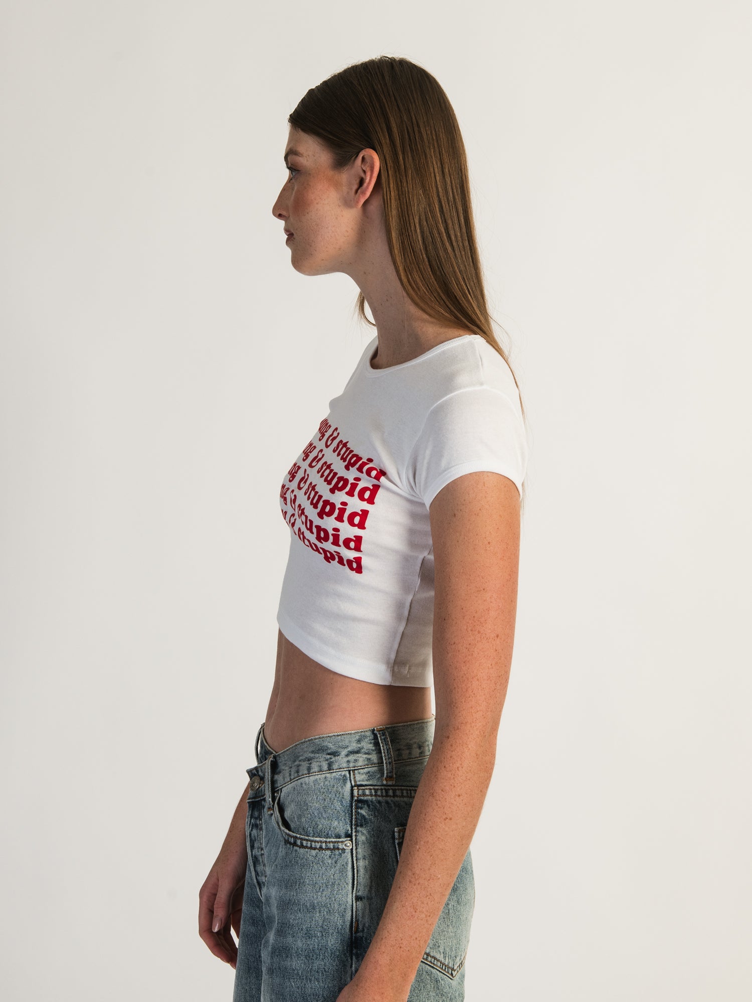 Barstool Sports Young & Stupid Cropped T-Shirt - Trendy Graphic Tee for Women | Casual Streetwear, Summer Outfits & Concert Style