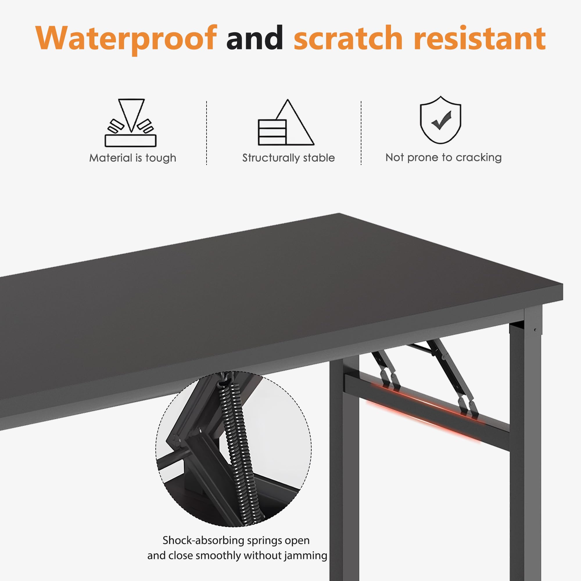DlandHome 47 Inch Folding Computer Desk - Portable Office Desk, Conference Table, Activity Table for Home & Office - Fully Assembled Black (DND-ND5-120BB) | Perfect for Small Spaces, Work from Home, Study & Meetings