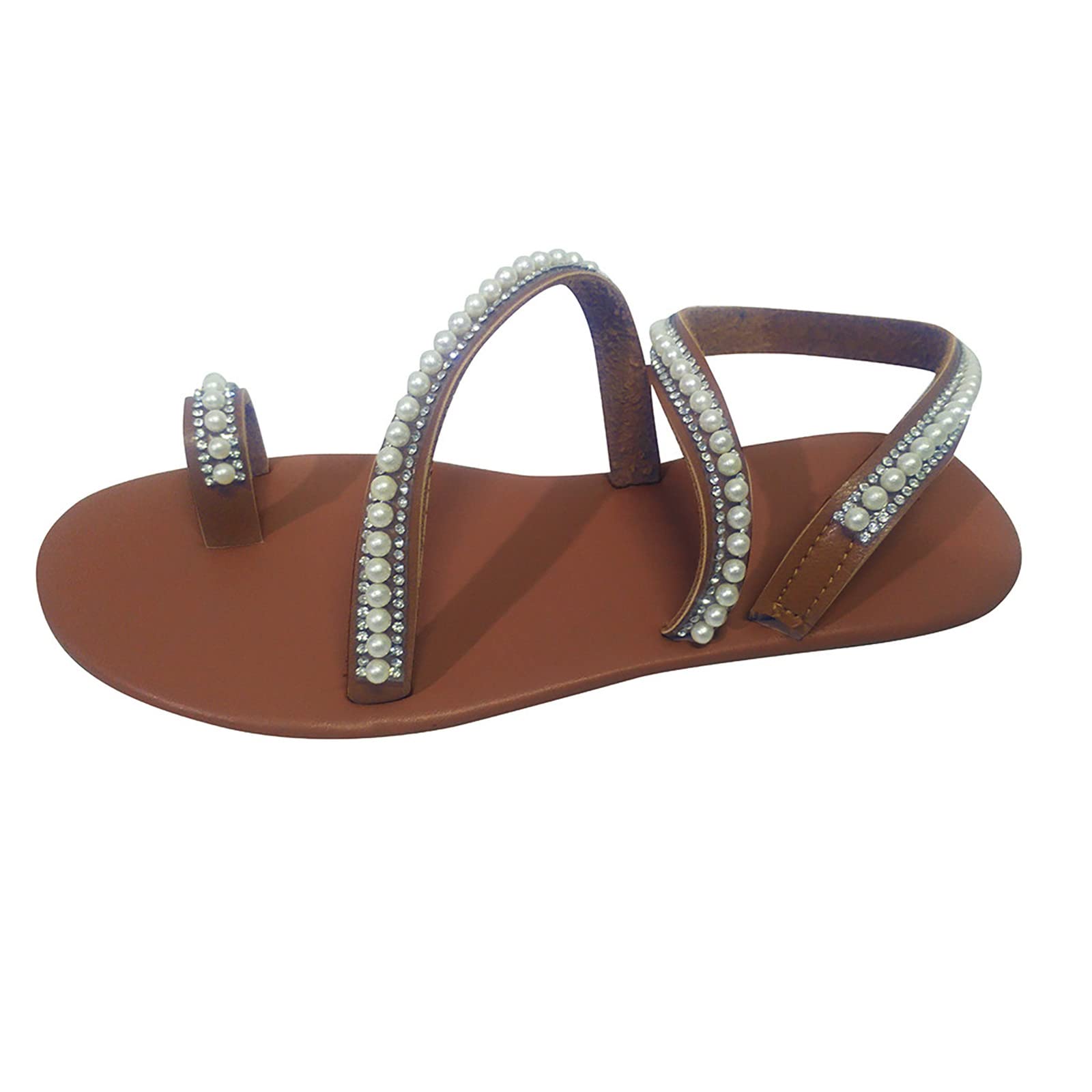 Aniywn Women's Boho Flower Lace Beach Sandals - Comfortable Open Toe Flat Summer Sandals for Casual Wear, Walking, and Beach Vacations