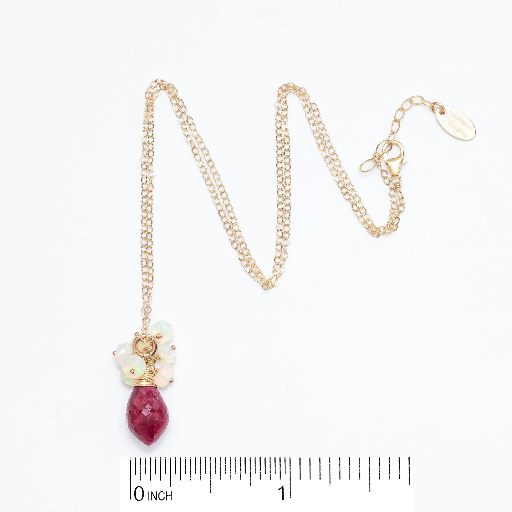 Genuine Ethiopian Opal & Ruby Teardrop Pendant Necklace for Women - October Birthstone Jewelry - Elegant Gift for Birthday, Anniversary & Special Occasions