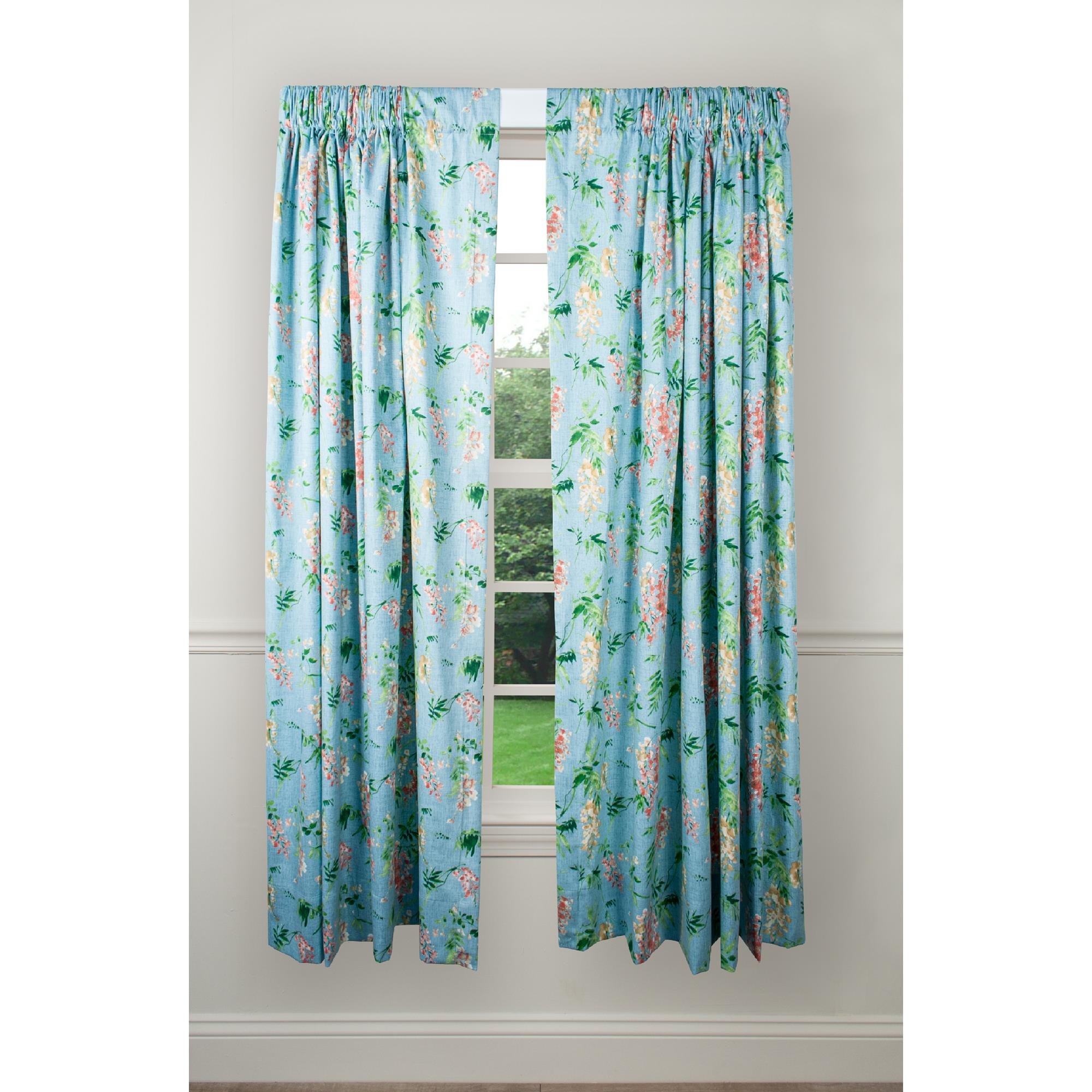 Ellis Wisteria Light Blocking Curtains - 50x63 Inches, Turquoise Blackout Window Panels for Bedroom & Living Room - Thermal Insulated & Noise Reducing Drapes