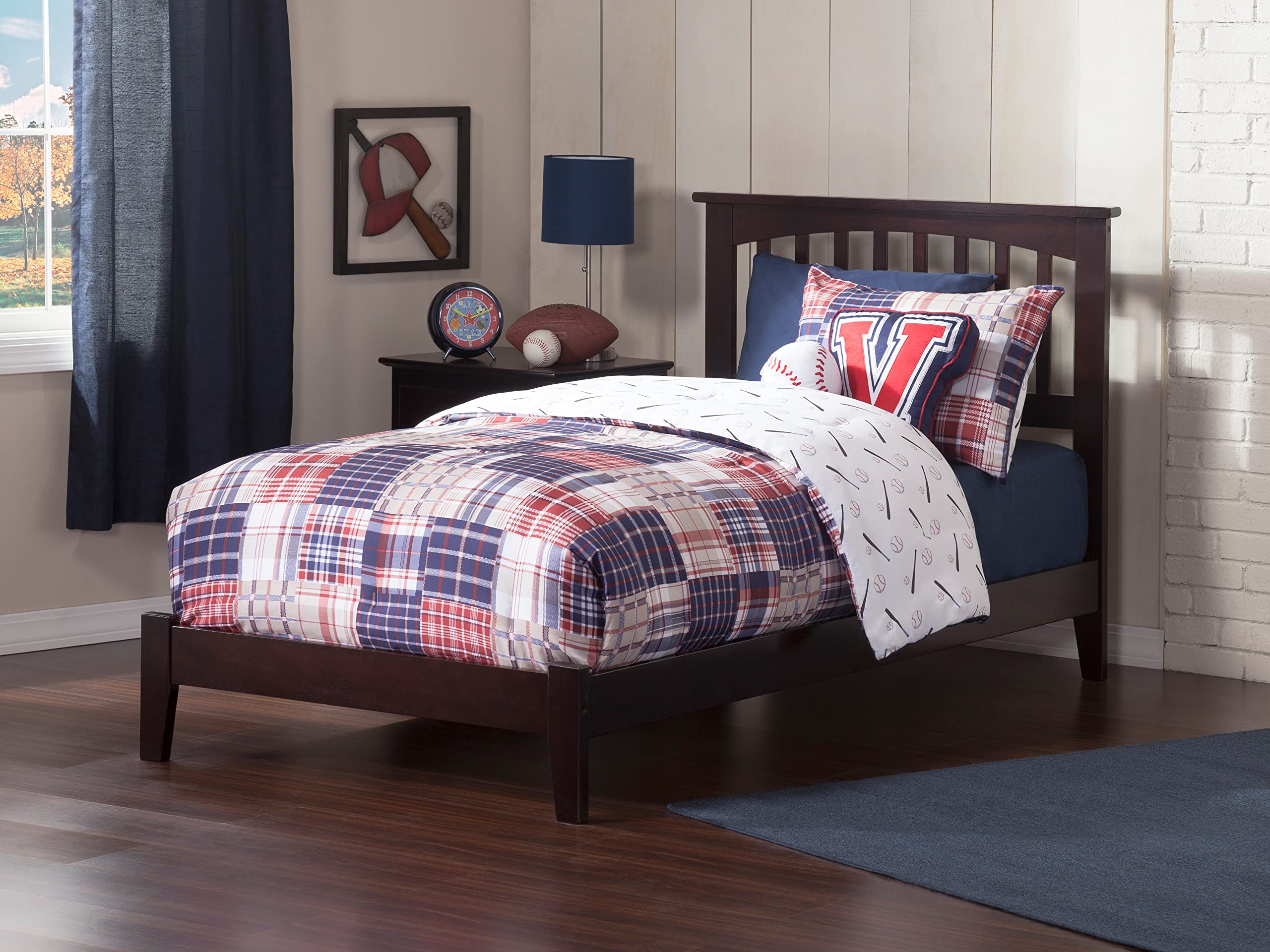 AFI Mission Twin Platform Bed Frame with USB Charging Ports - Espresso Finish, Sturdy Wooden Bed for Kids & Teens, Perfect for Small Bedrooms & Dorm Rooms