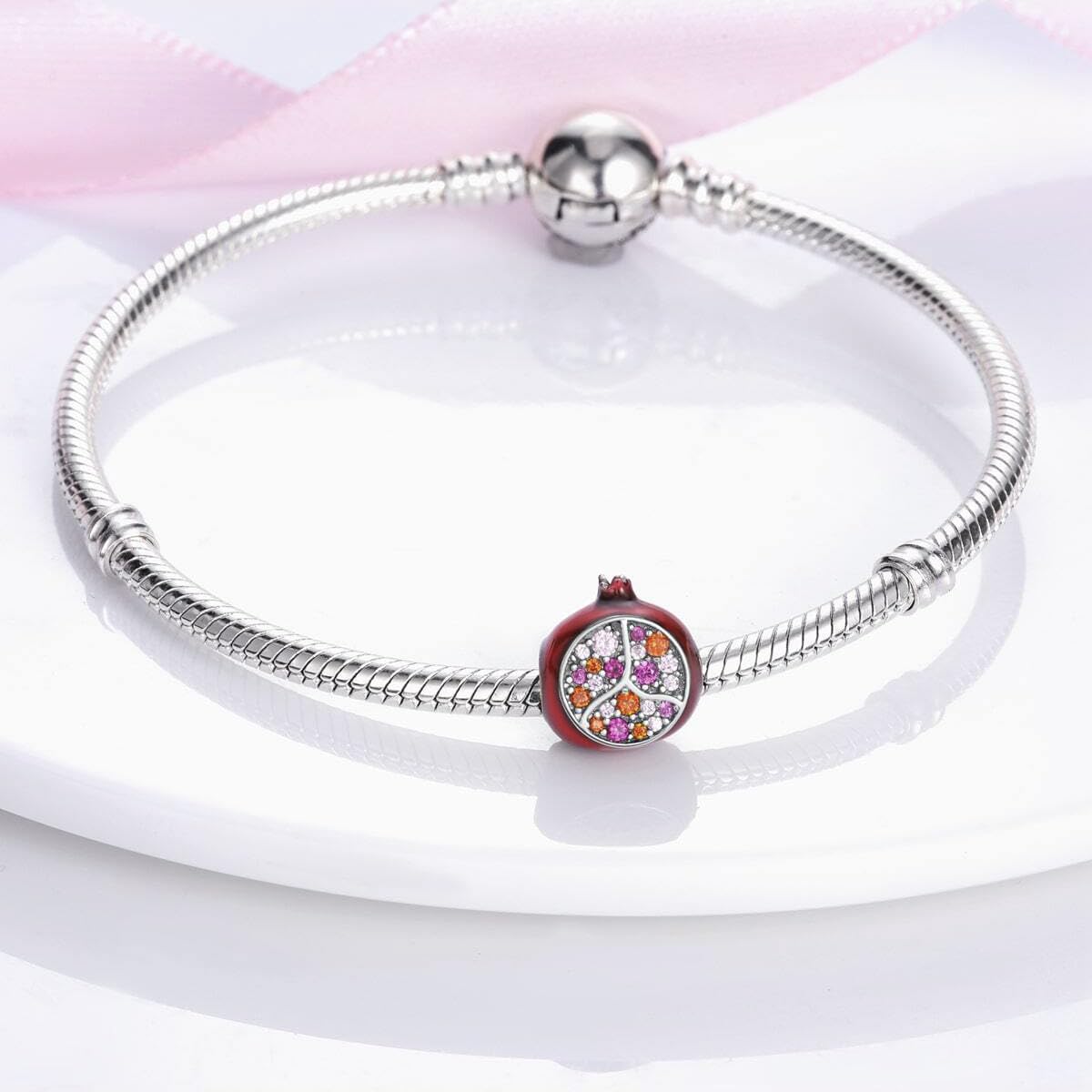 925 Sterling Silver Pomegranate Charm Bracelet - Perfect Gift for Mother's Day & Birthdays