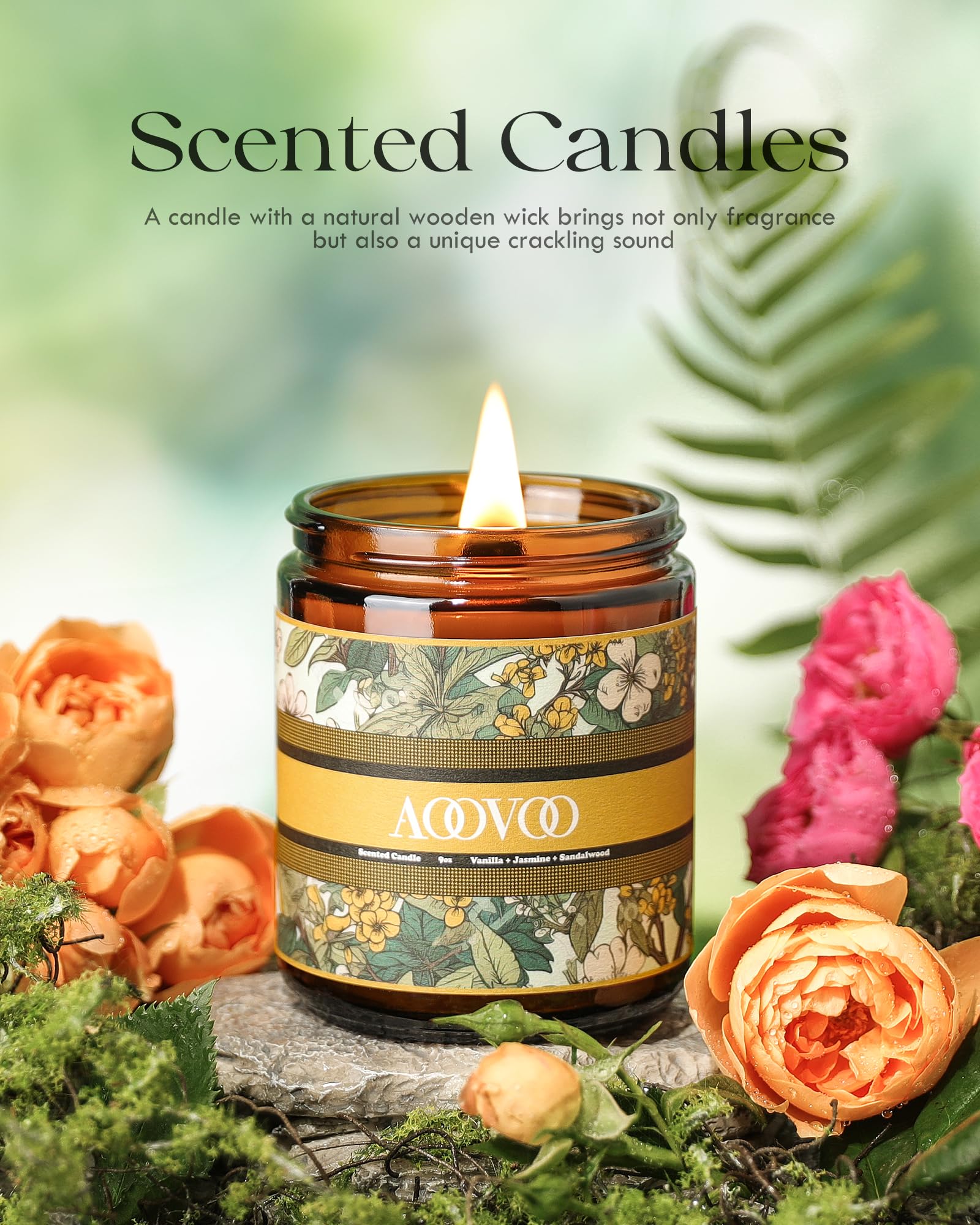 Soy Wood Wick Candles - Vanilla Bean Scent for Relaxation & Gifts
