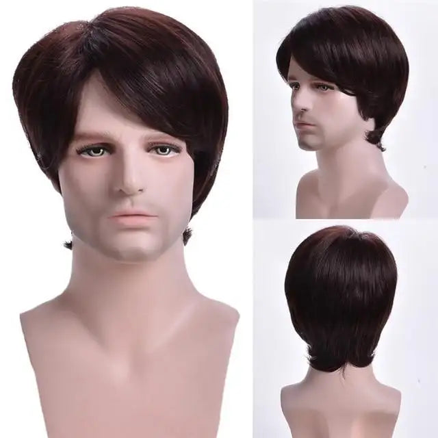 Heat-Resistant Synthetic Fiber Men's Wig - Zack Thomas Natural Look Hairpiece for Daily Wear & Cosplay