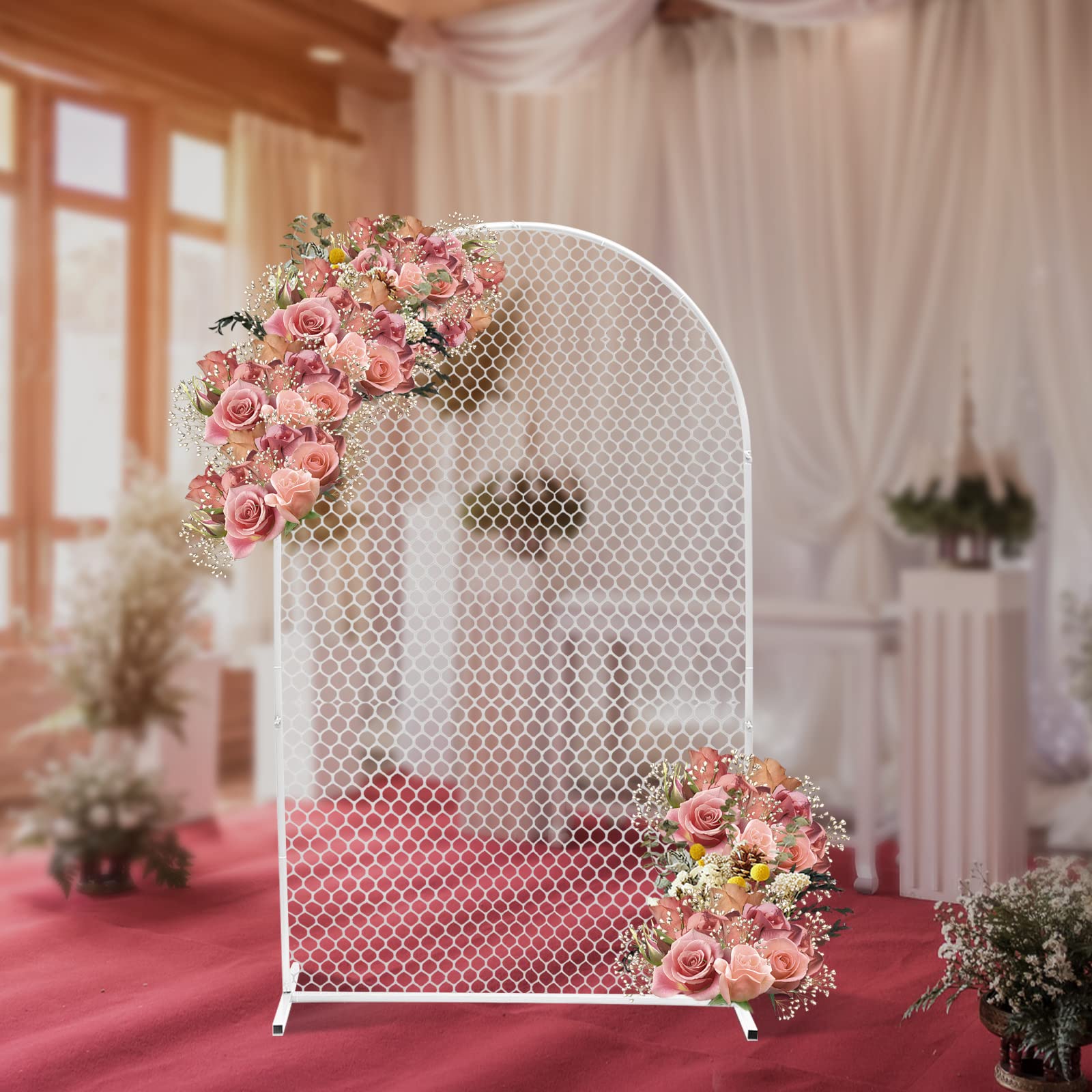 2M×1.2M White Wedding Arch Backdrop Stand with Metal Frame & Bases - Photo Booth Background for Wedding Ceremony, Reception, Birthday Party - Perfect for Garden & Outdoor Decorations