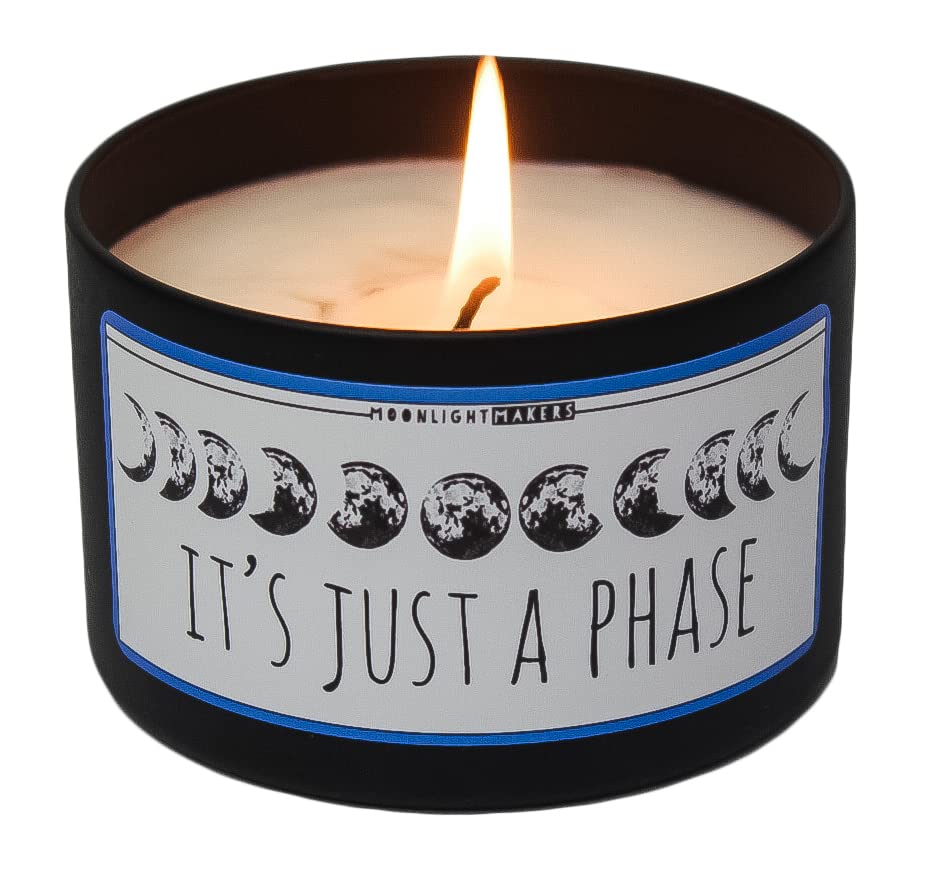 Moonlight Makers It's Just A Phase Moon Candle - Walk In The Woods Scented Soy Wax Candle - Handmade Natural Candle with 25+ Hour Burn Time - 8oz Tin - Perfect for Relaxation, Meditation & Home Decor