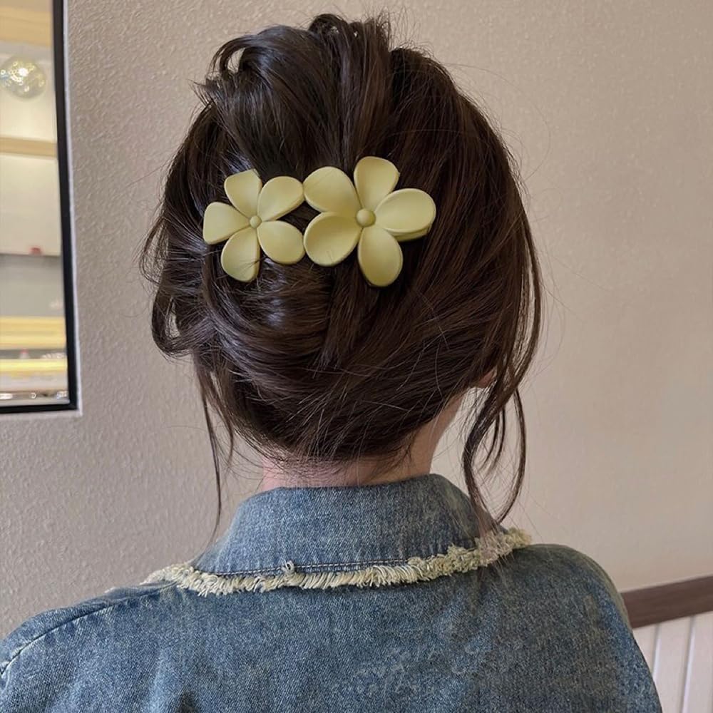 CIILPMAX Matte French Hair Barrettes - 4 Pack Floral Hair Clips for Women, Non-Slip Hair Claw Clips, Elegant Hair Accessories for Girls, Wedding, Party & Everyday Use