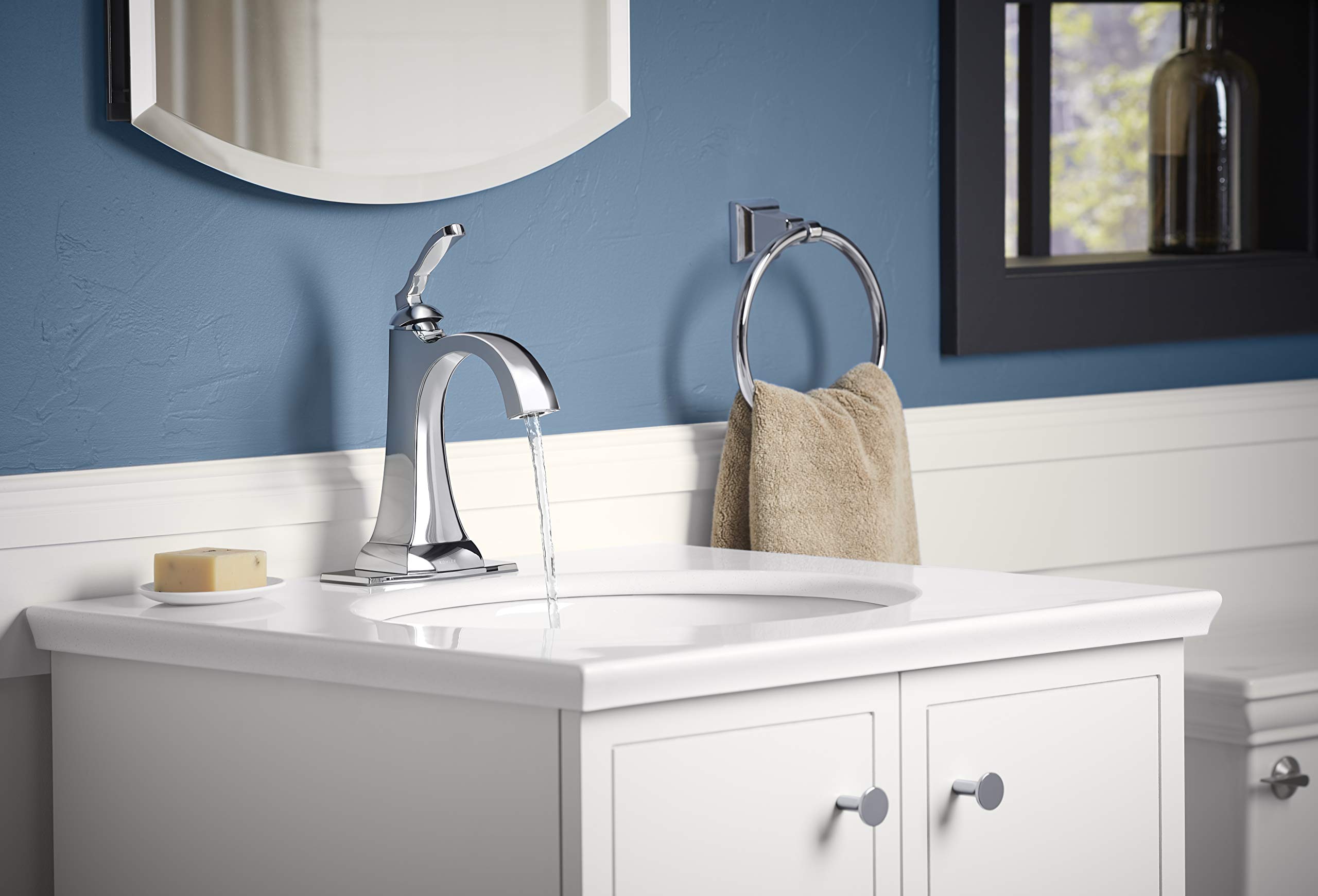 KOHLER RIDGEPORT™ Single Control Bathroom Sink Faucet - Modern Waterfall Spout Design for Vanity & Powder Room Installation (Oil Rubbed Bronze Finish)