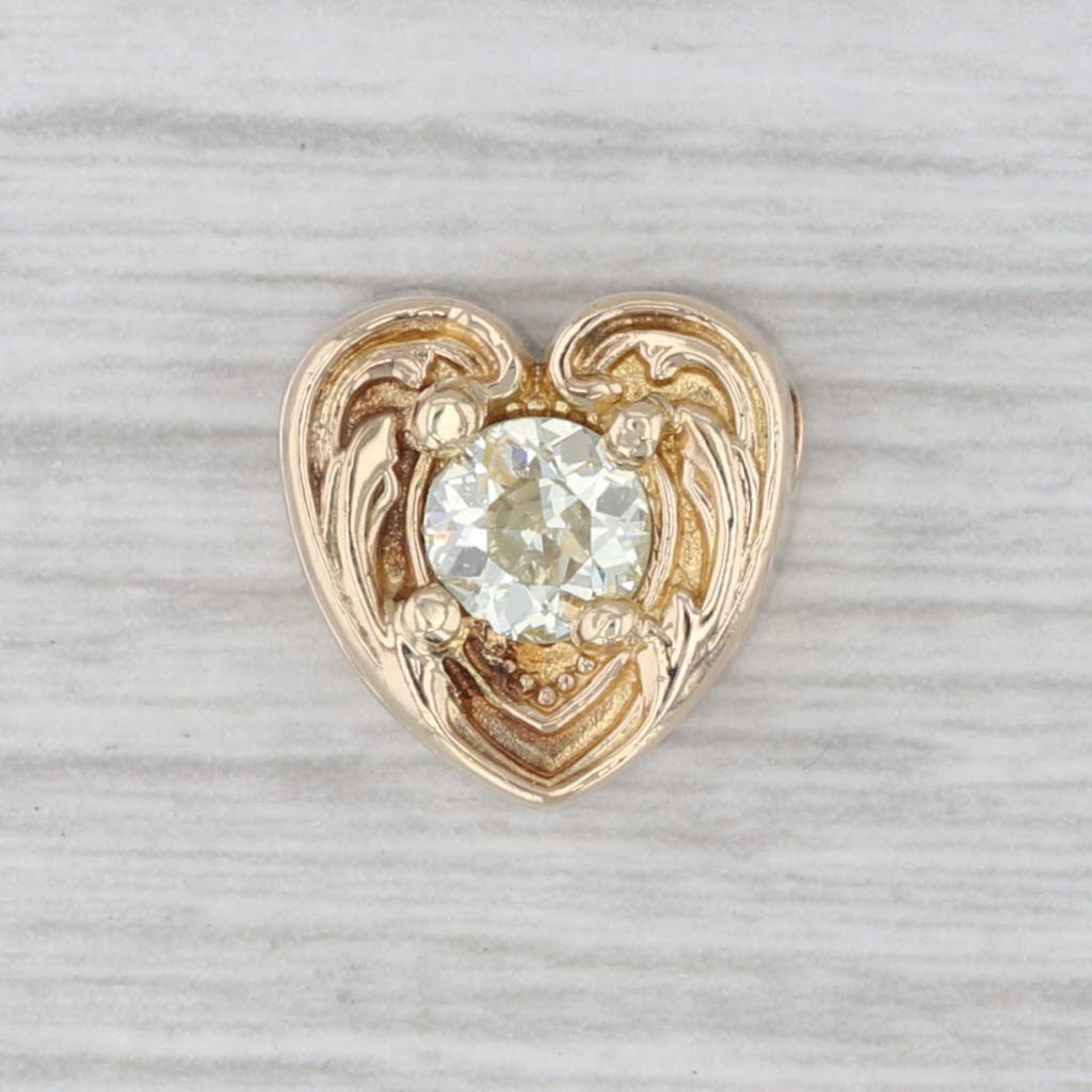 0.46ct Diamond Solitaire Heart Slide Bracelet Charm in 14k Yellow Gold - Vintage Style Jewelry for Anniversary, Valentine's Day & Special Occasions